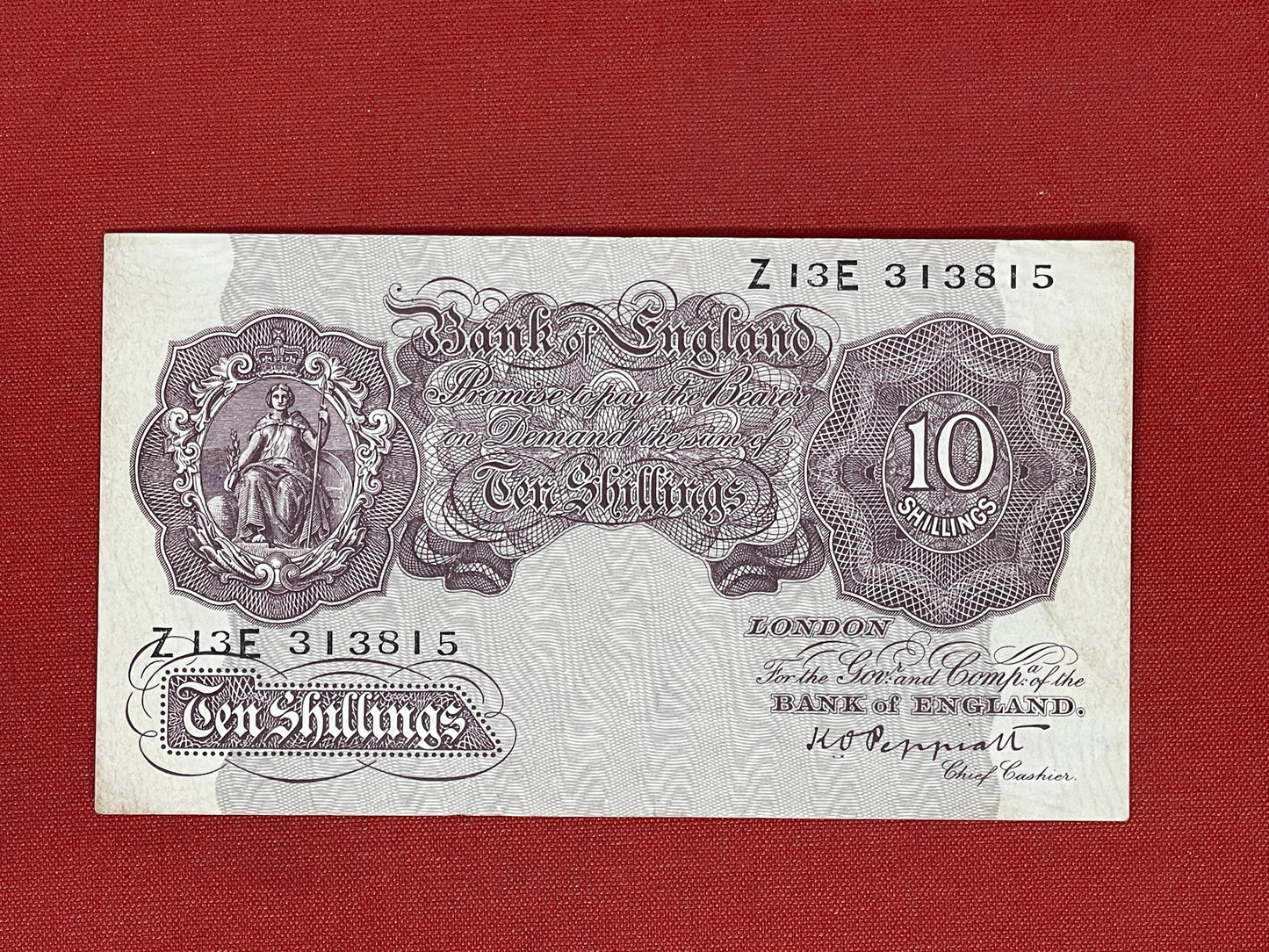 K.O. Peppiatt, 10 Shilling, Z13E 313815 ( Dugg. B.251) Emergency Issue Series 2nd April 1940