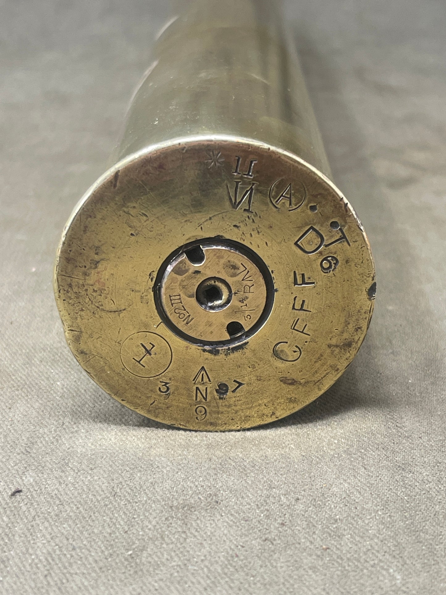British 1897 6 Pdr Brass Shell Case made by Kings Norton