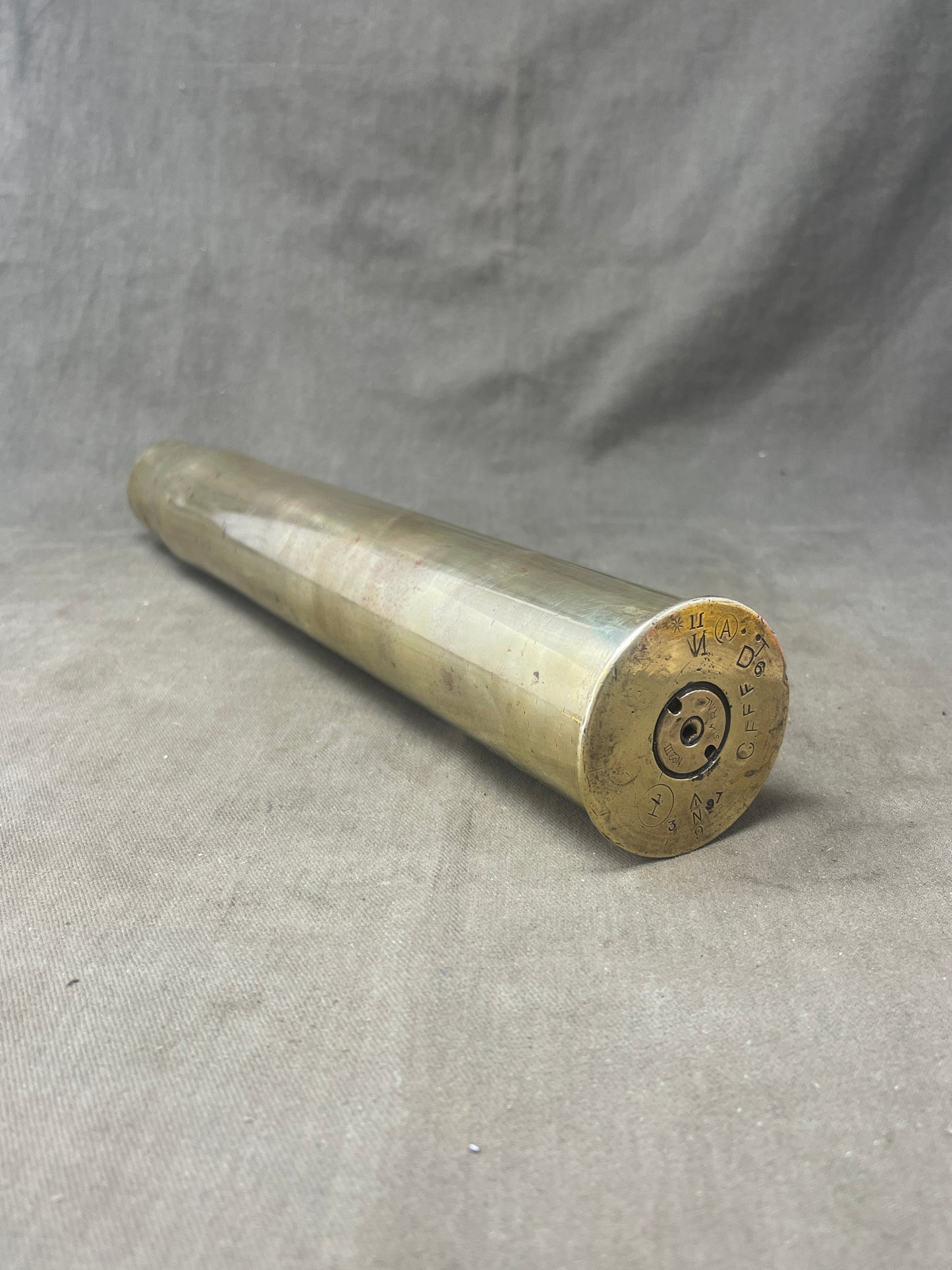 British 1897 6 Pdr Brass Shell Case made by Kings Norton