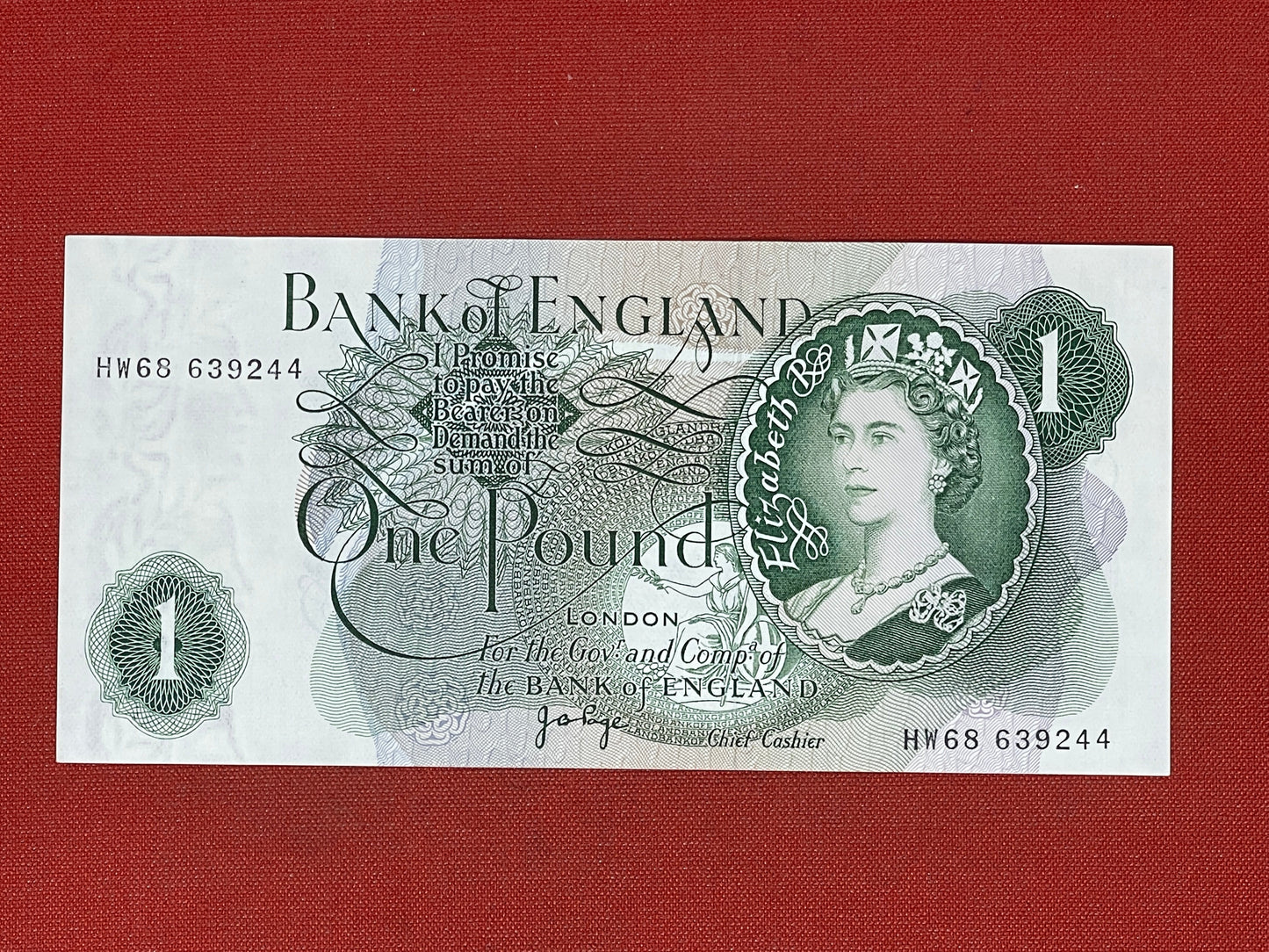 Bank of England £1 Banknote Signed J Page 1970 - 1980 ( Dugg B322 )