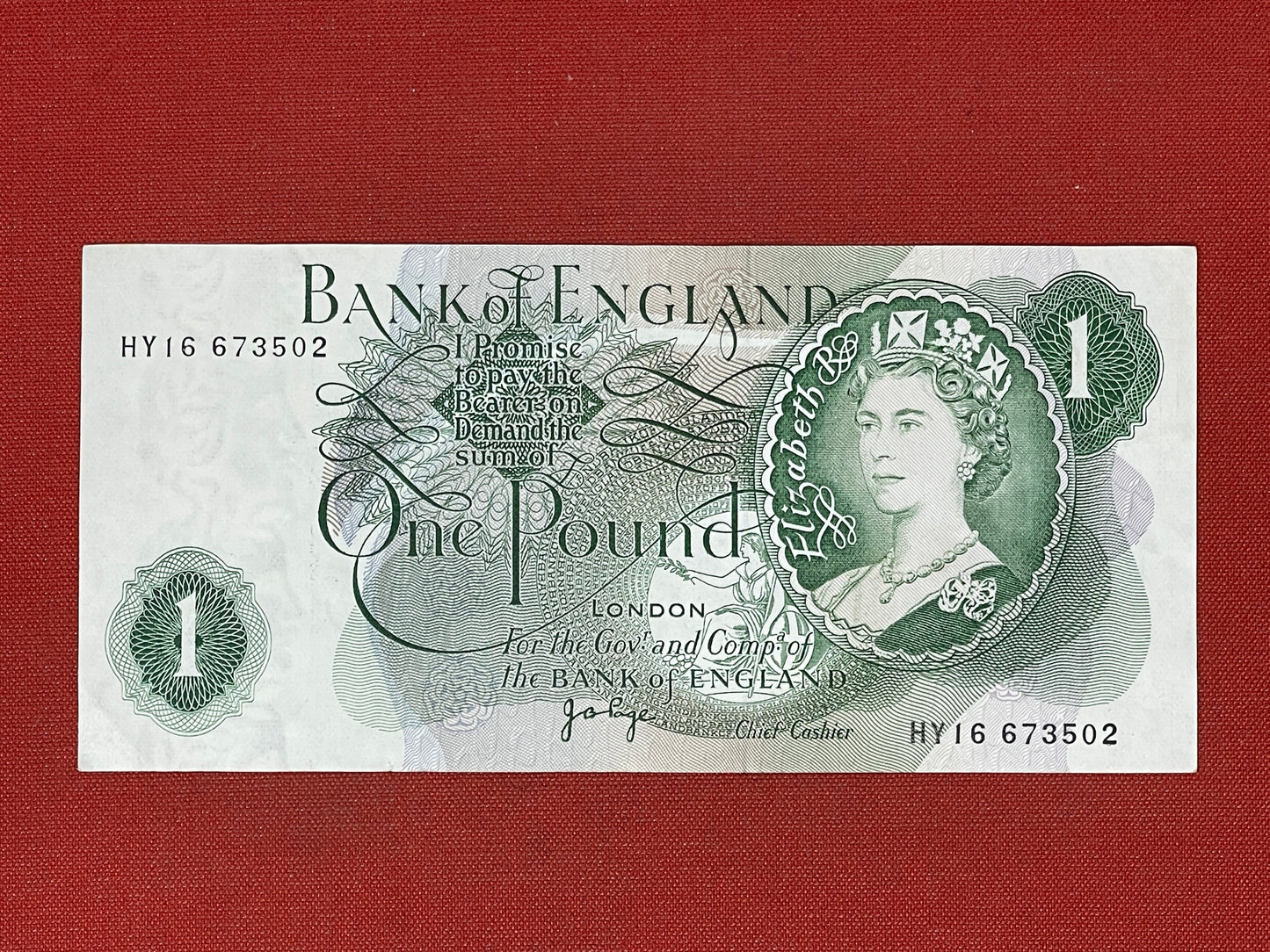 Bank of England £1 Banknote Signed J Page 1970 - 1980 ( Dugg B322 )