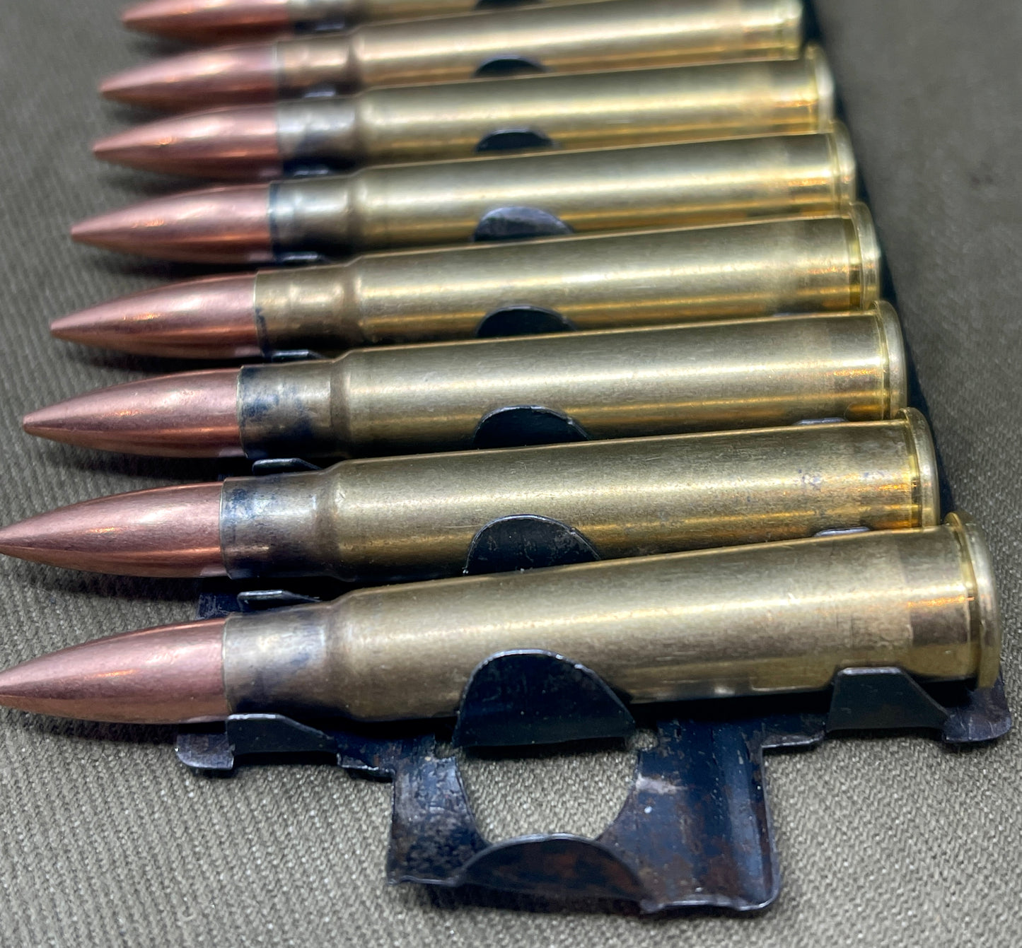 30 × Inert .303 British Rounds Fitted to 30‑Round Hotchkiss Magazine Strip