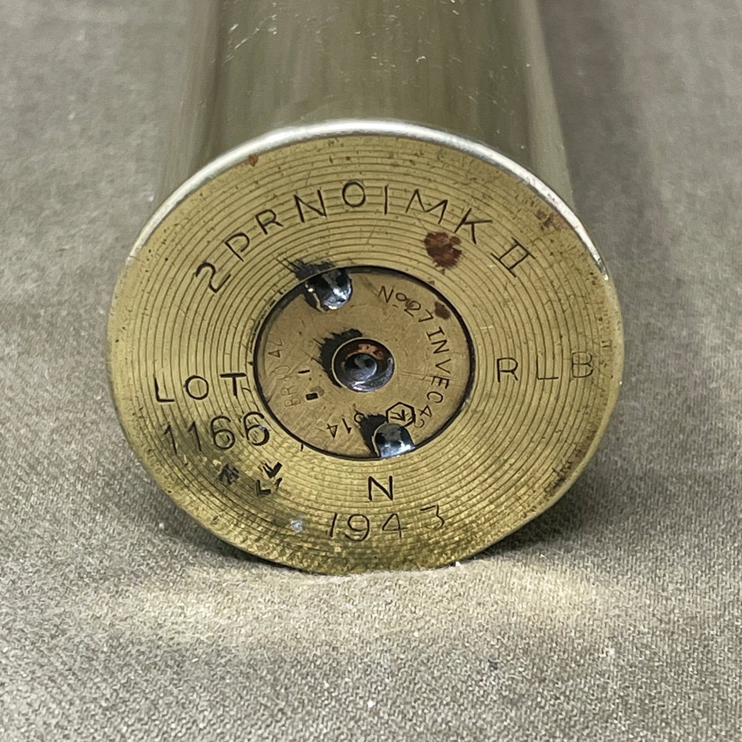 WW2 British 2Pdr No 1 MK II RLB N 1943 Cartridge Case