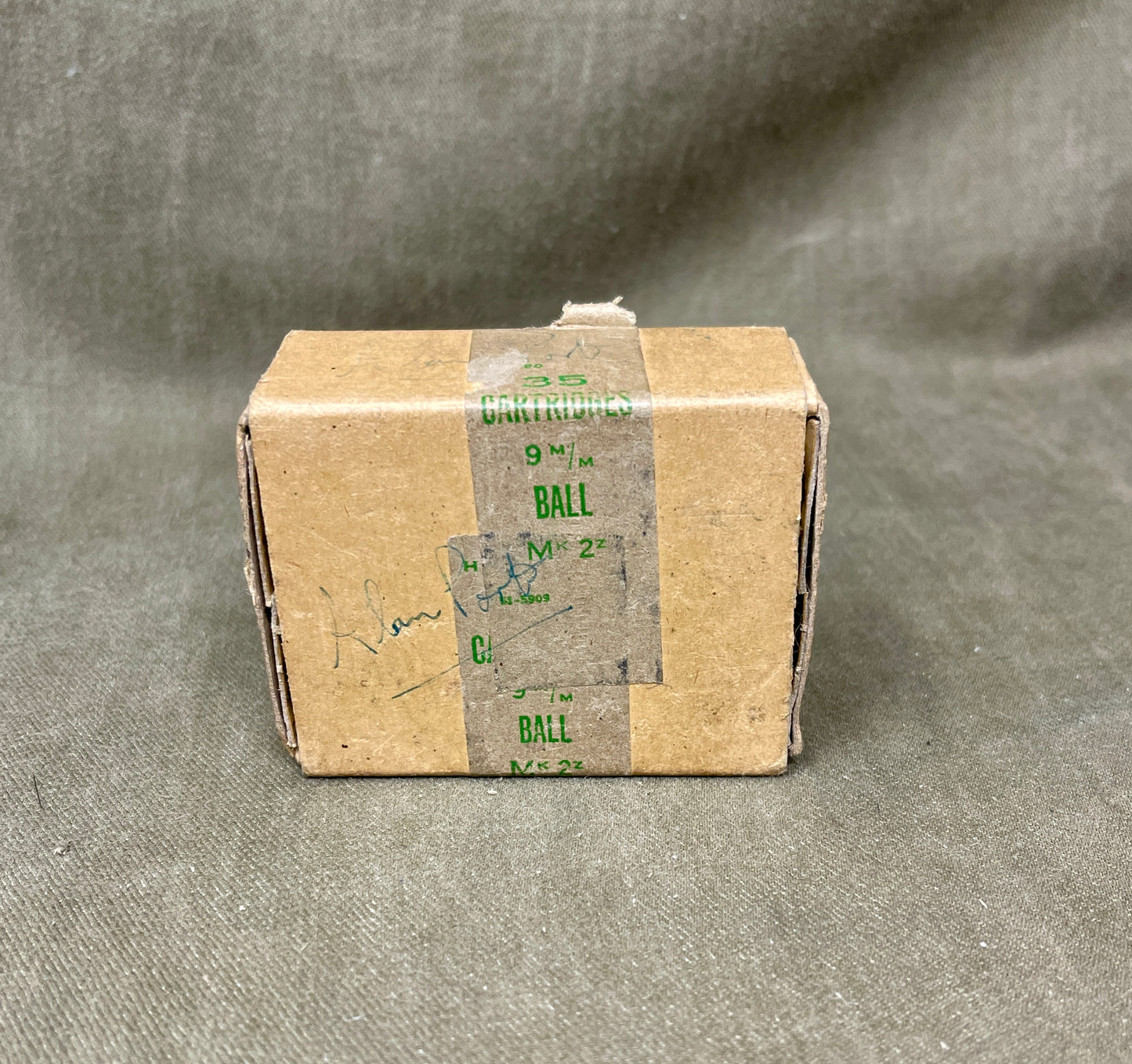 Original British Military Box of 35 INERT 9mm Mk2Z Rounds – RG Radway Green • 1957