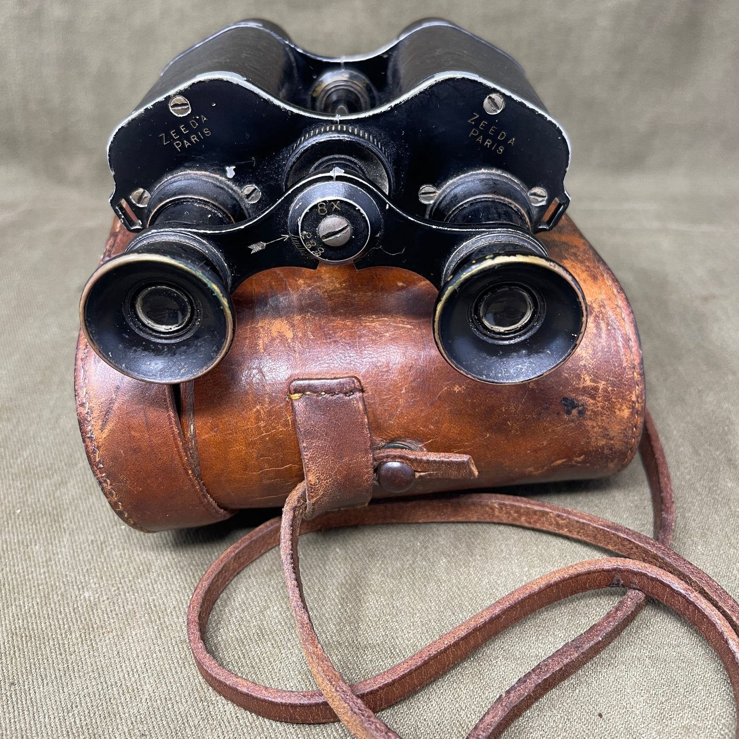 A WW1 set of binoculars made by Zeeda Paris Named to J.K Connal 7th R.S.F.
