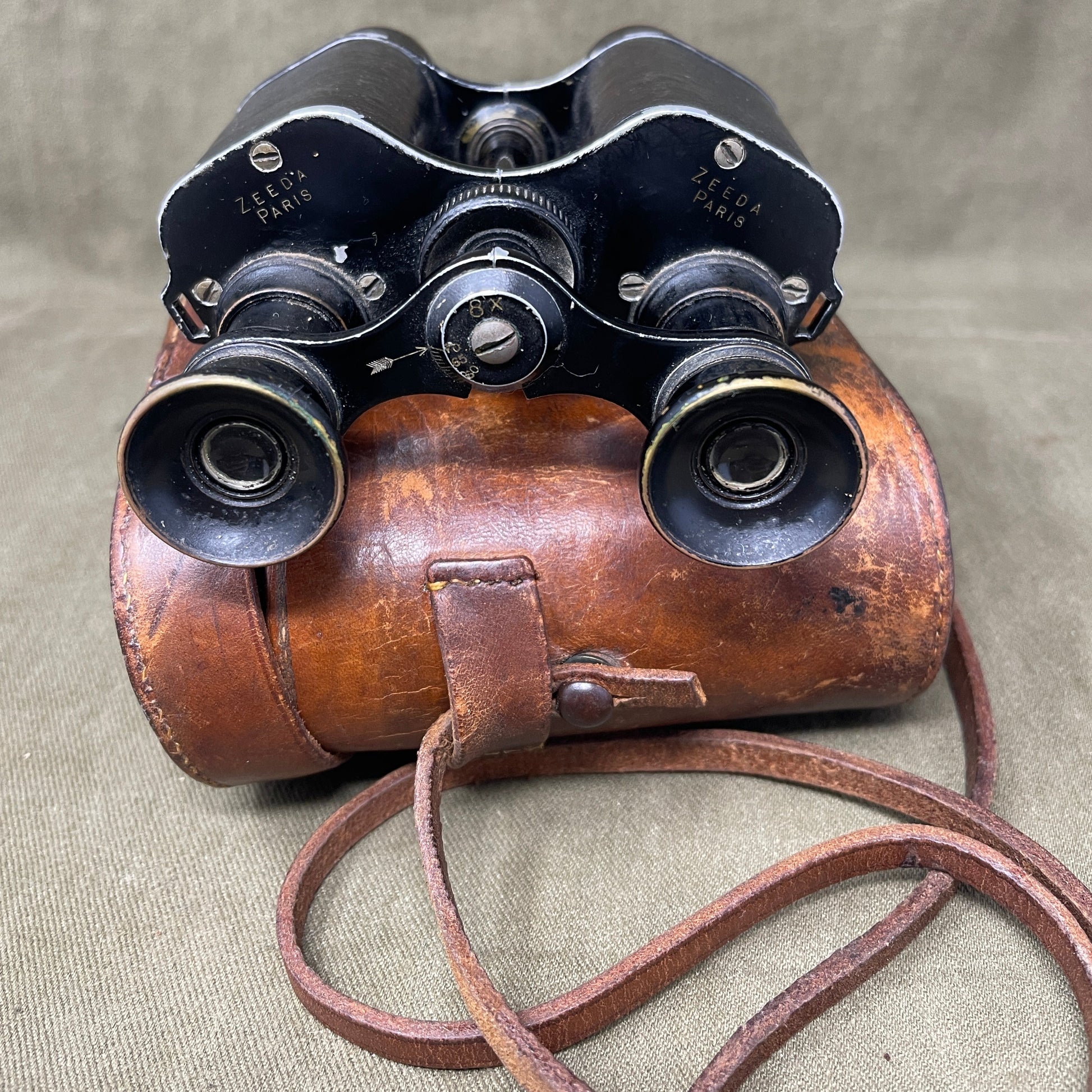 A WW1 set of binoculars made by Zeeda Paris  Named to J.K Connal 7th R.S.F.