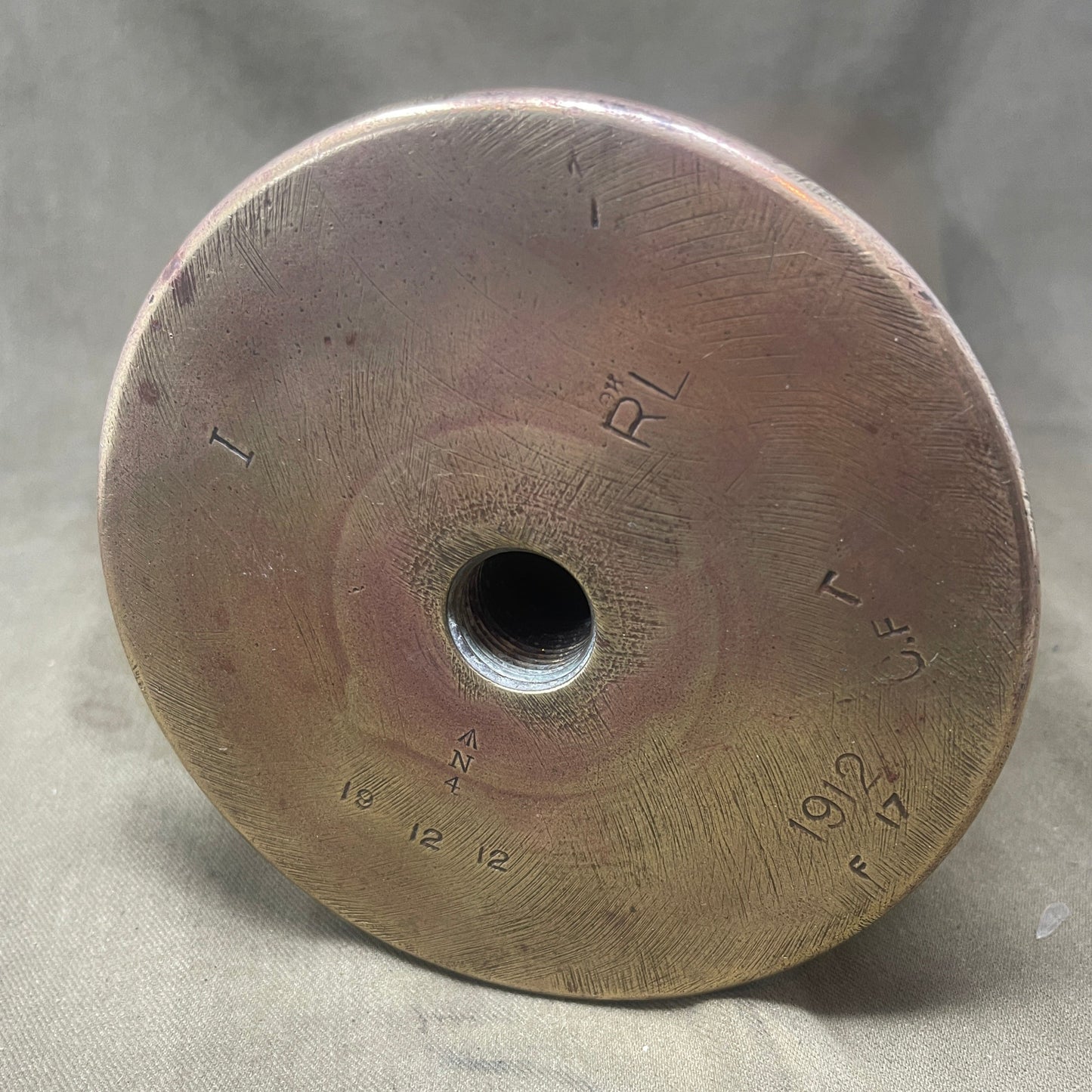 1912 Dated Royal Navy 4.5 Mk1 Brass Cartridge Case