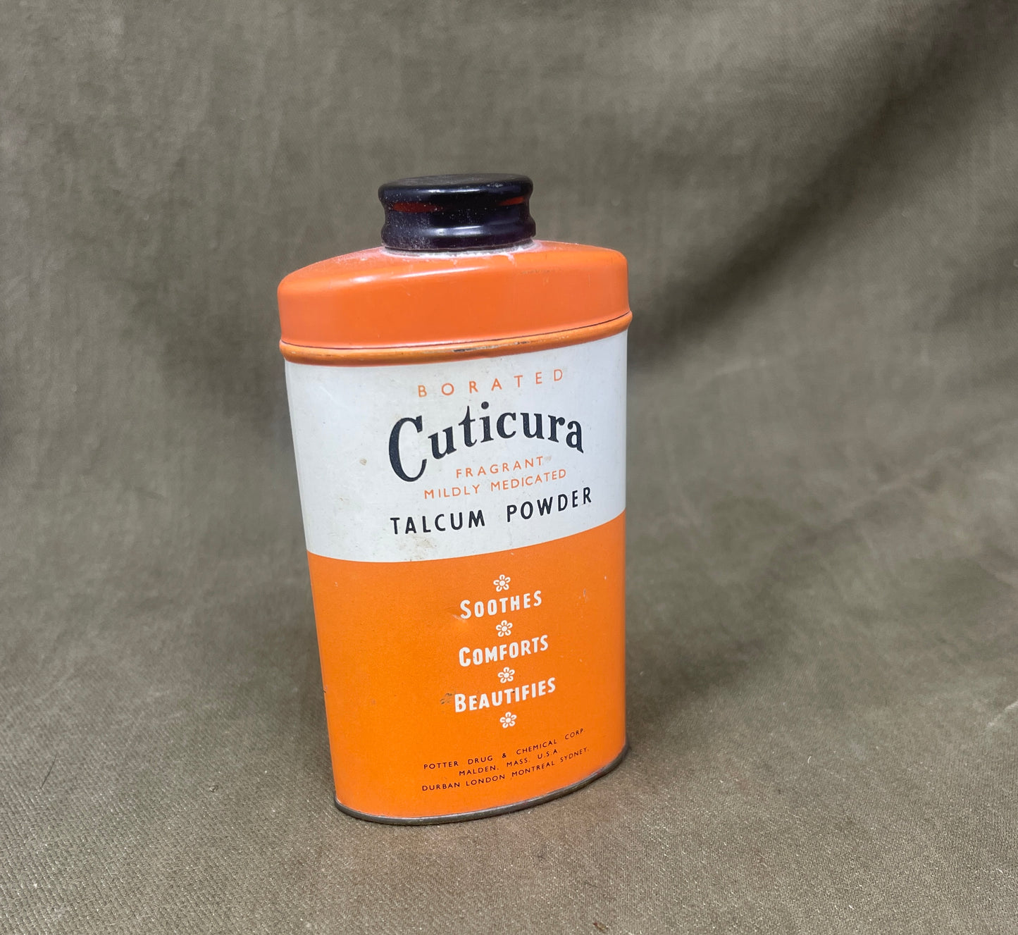 Full Tin of Vintage Borated Cuticura Talcum Powder