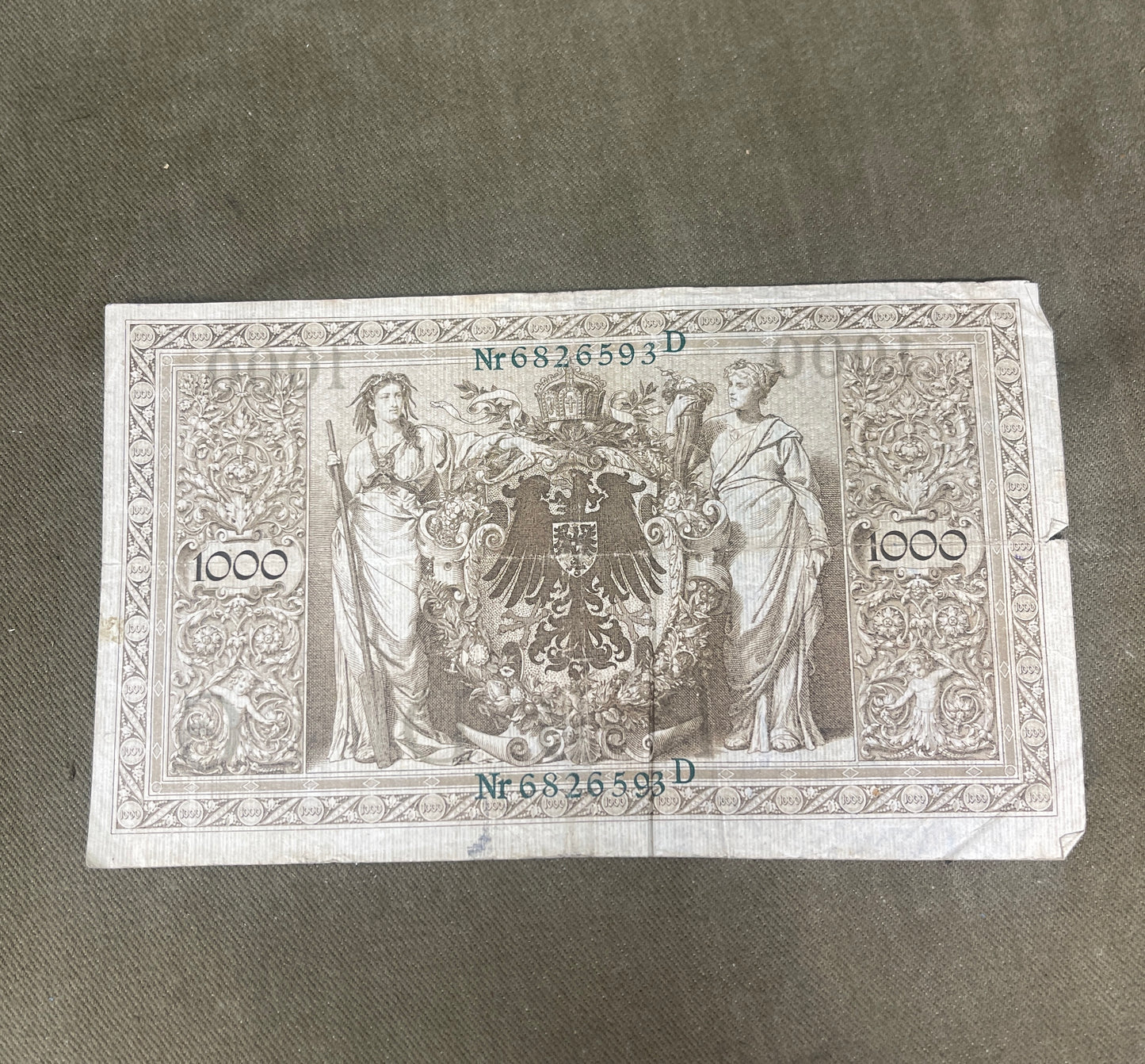 Germany 1000 Mark 1910 Reichsbanknote – Weimar Republic Historic Banknote