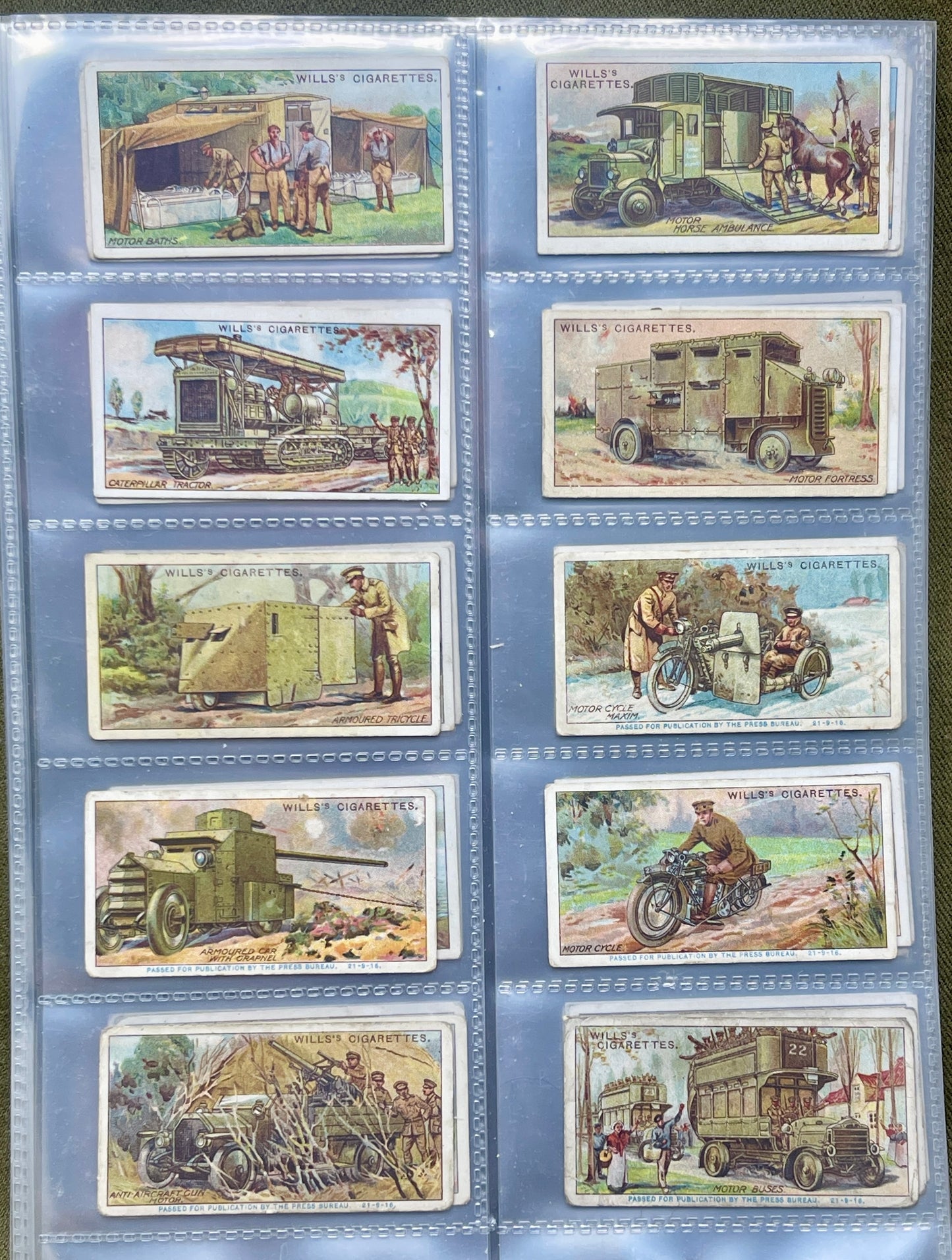 WD & HO Wills Military Vehicles 1917 Cigarette Cards