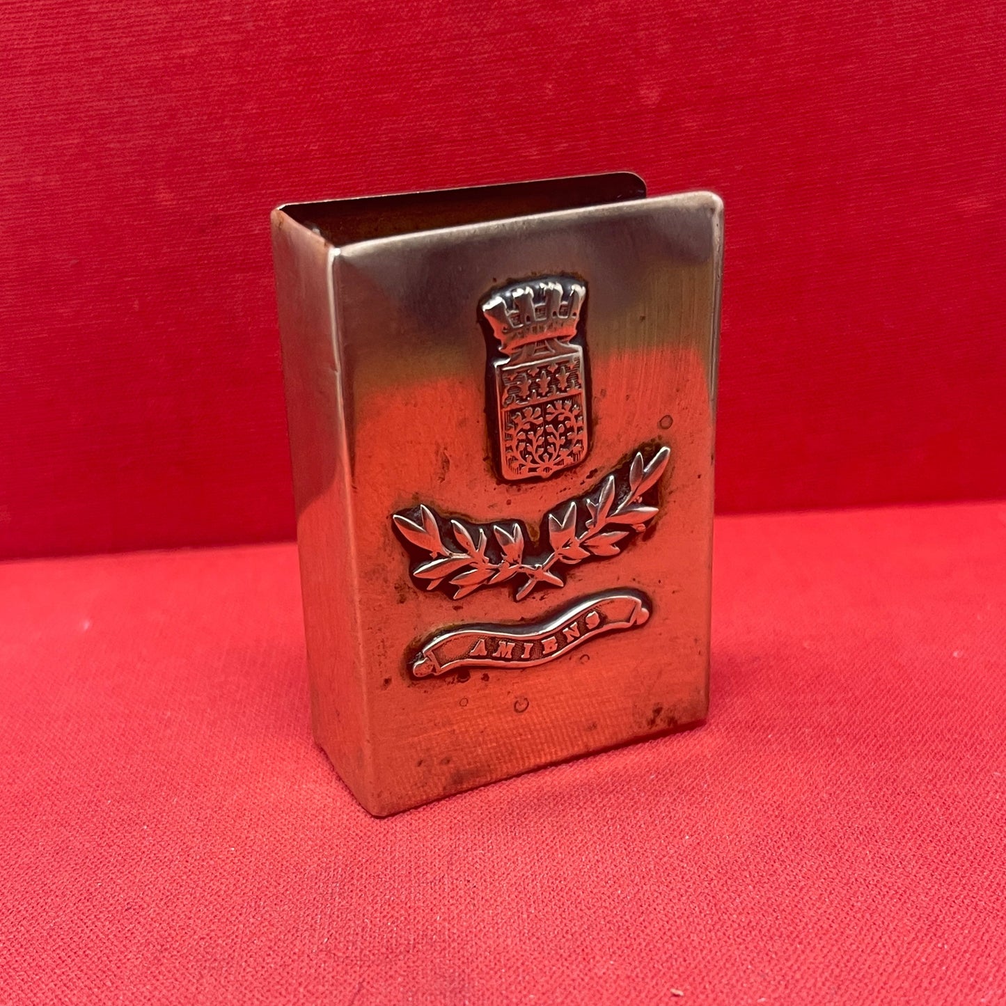 WW1 Brass Trench Art Matchbox Holder