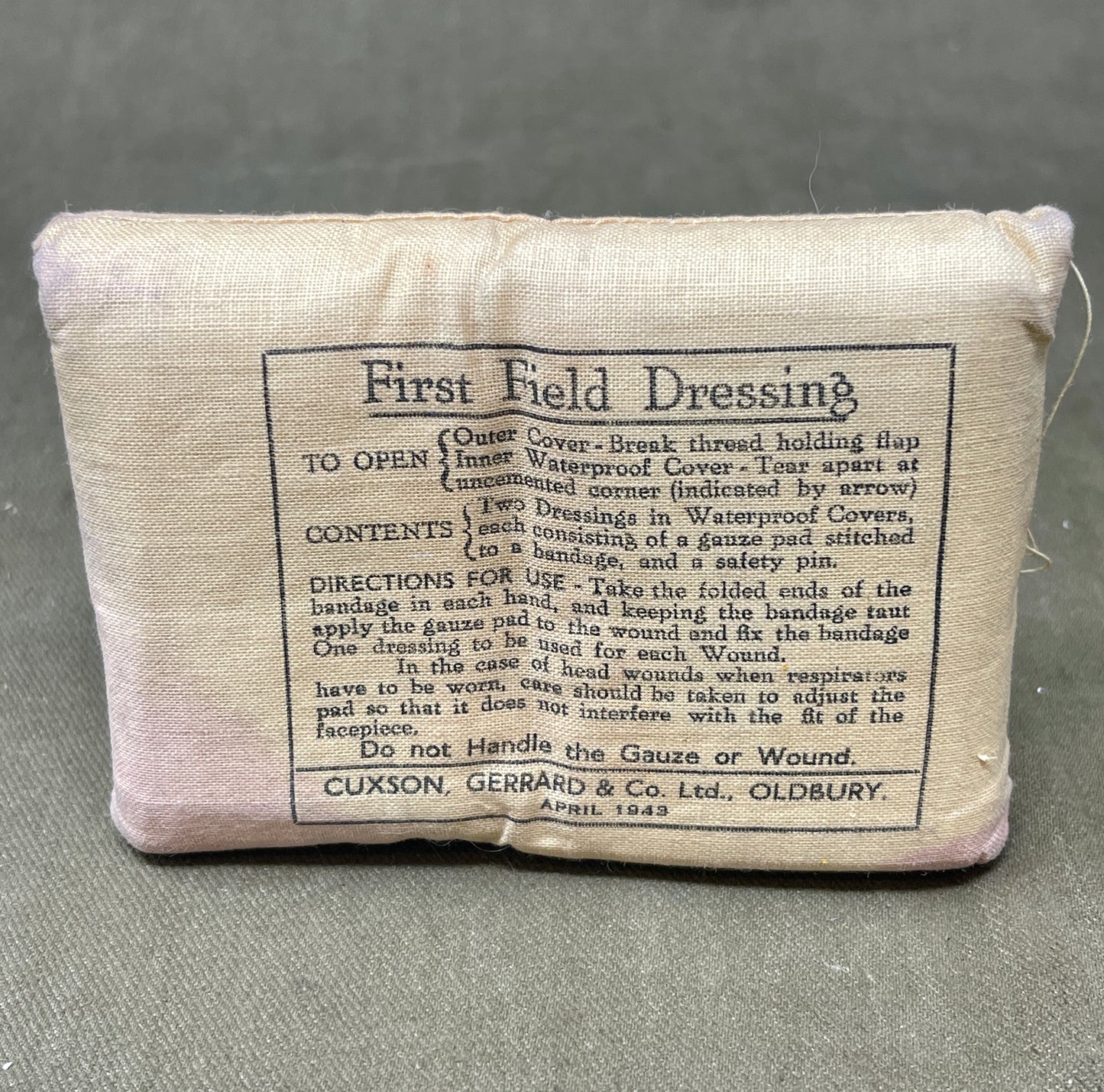 British Army issue Shell Dressing dated 1939