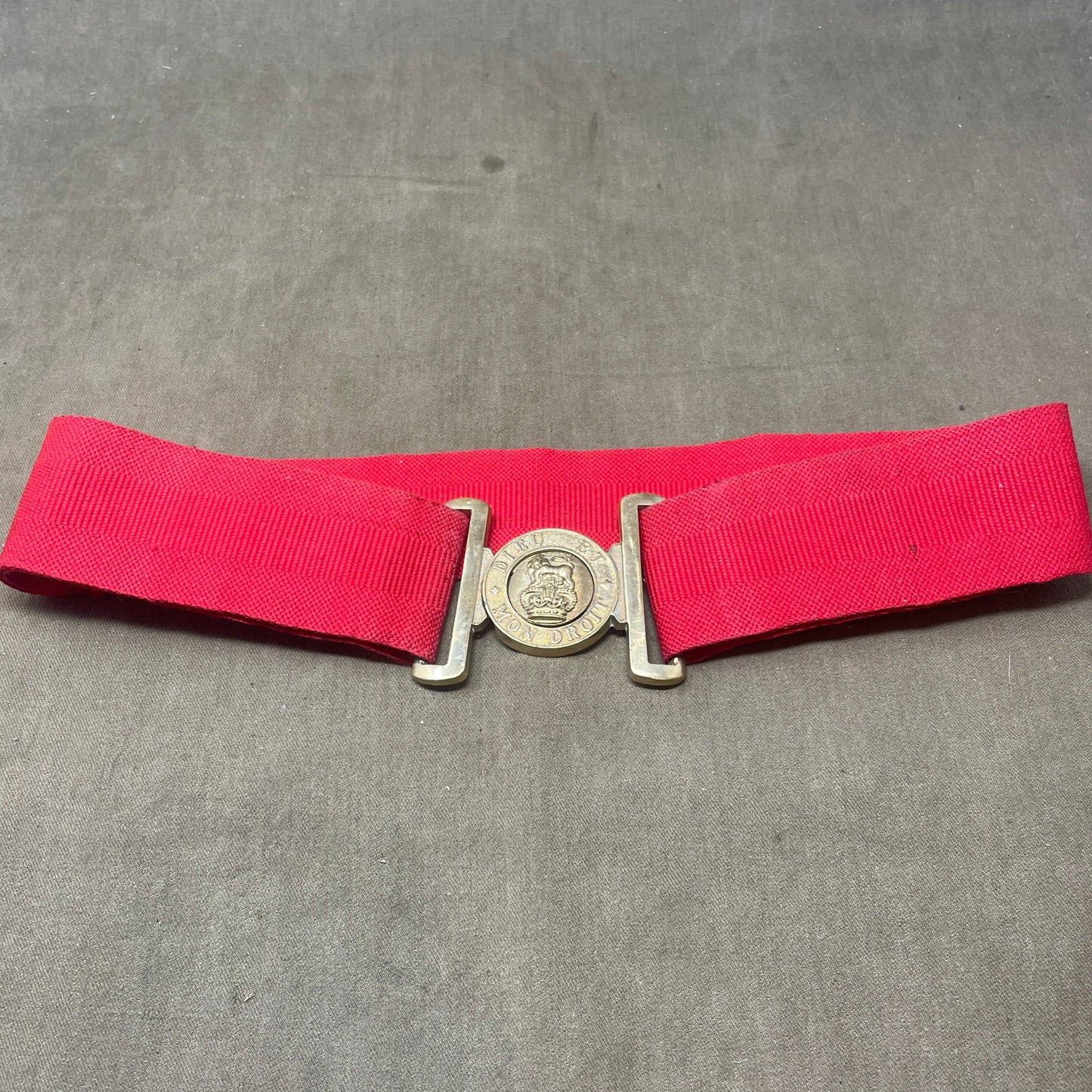 British Army Officers Service Dress Uniform Brass Belt Buckle, DIEU Et Mon DROIT, Queen's Crown, 1.5 inch