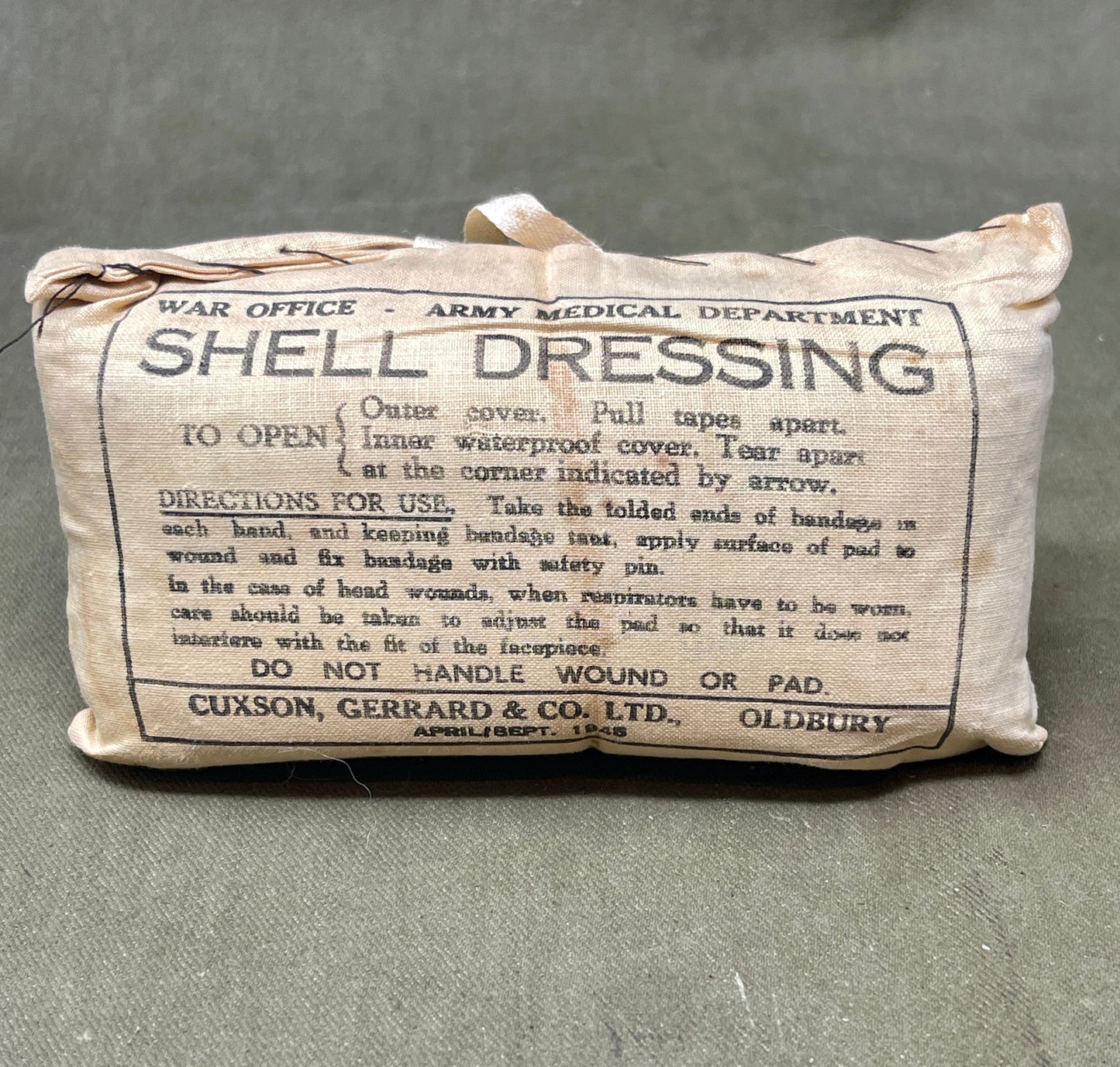 British Army issue Shell Dressing dated 1942.