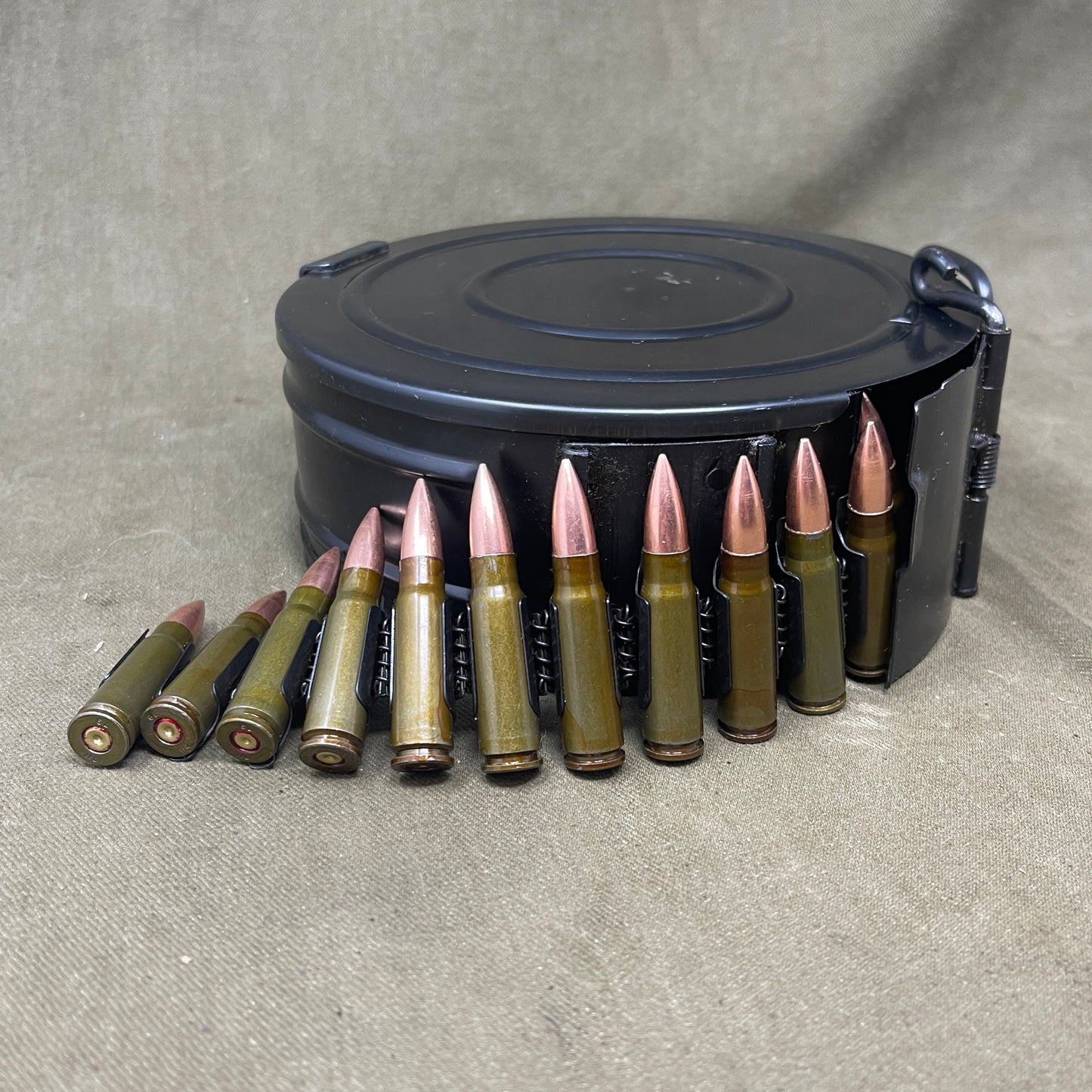 Russian RPD LMG drum magazine with 50 x 7.62x39 INERT Rounds