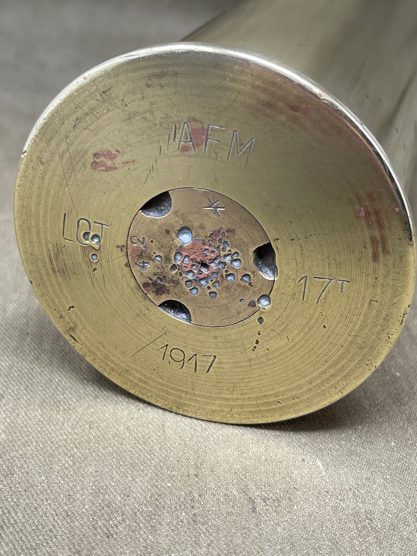 American 75mm Field Gun Shell Case Marked AFM~American Firearms Munition Dated 1917