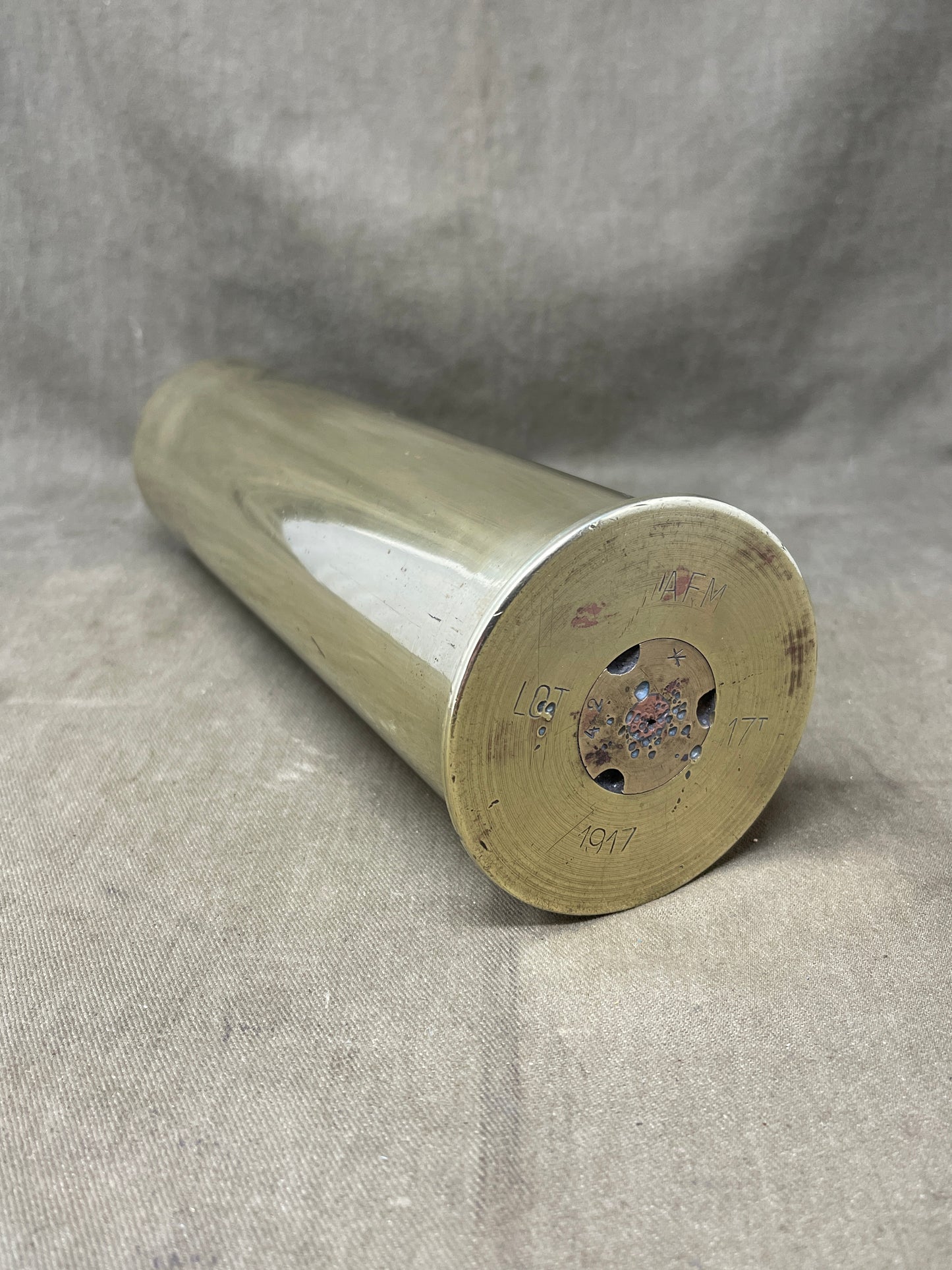 American 75mm Field Gun Shell Case Marked AFM~American Firearms Munition Dated 1917