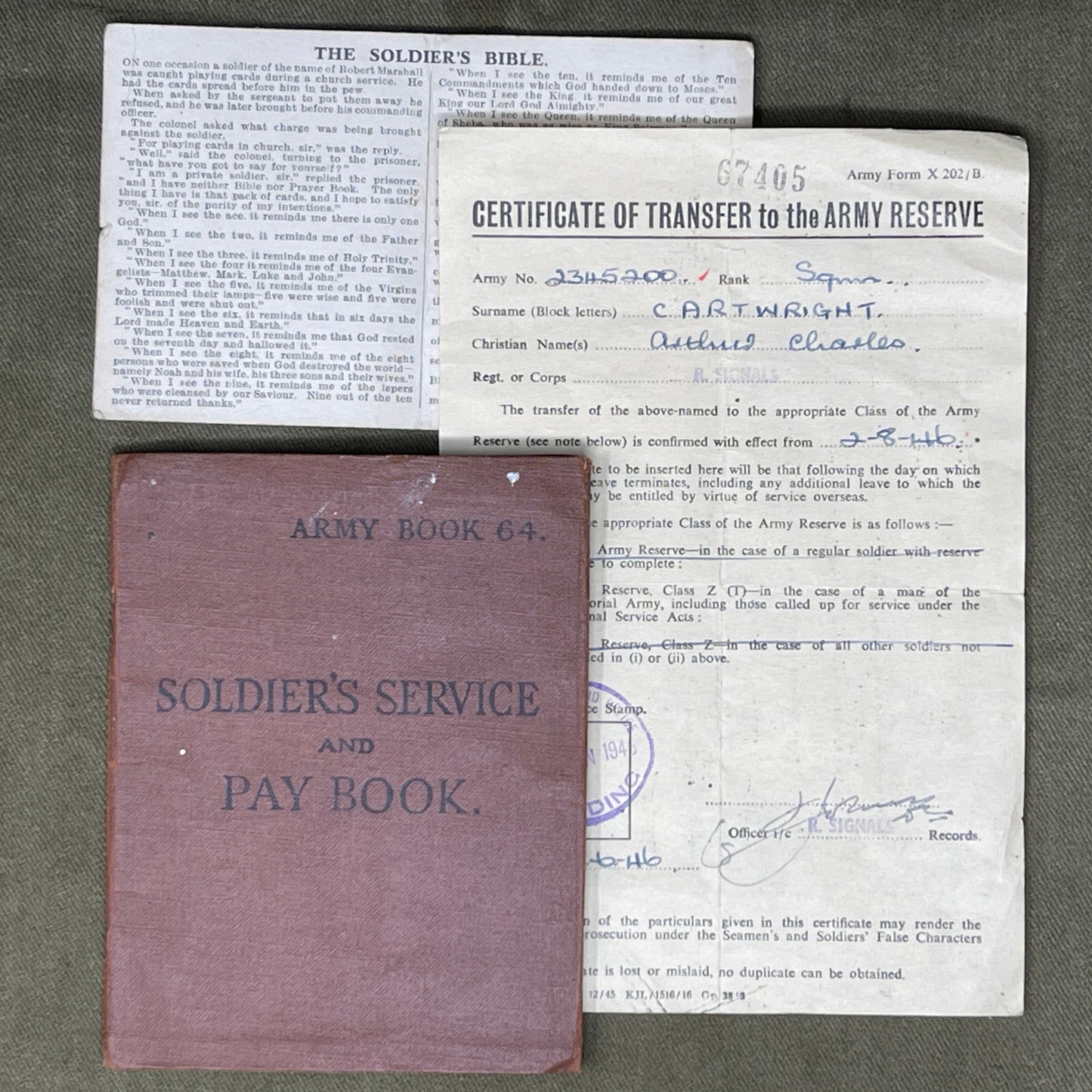 Set of WW2 Royal Signals RS Service Records