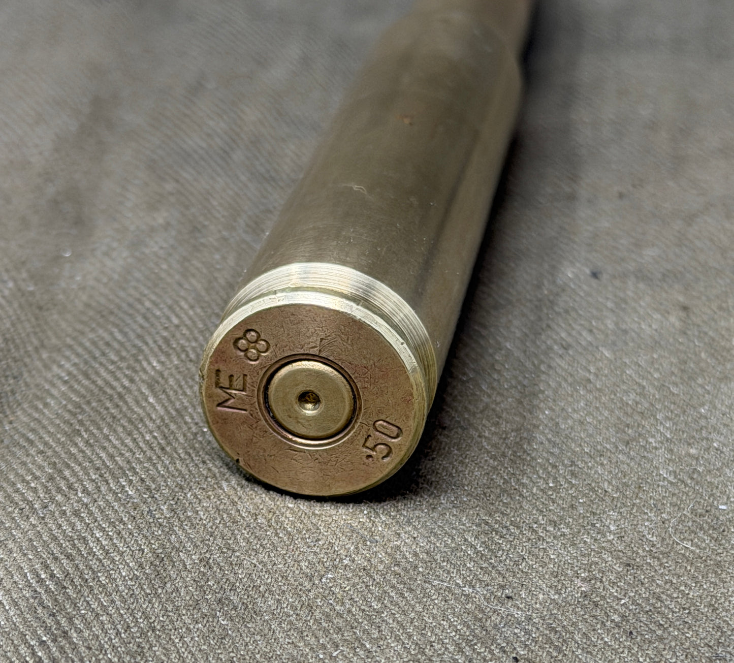 Inert .50 Cal (12.7mm) Round – “ME” Manroy Contract with 4-Dot Rosette Mark