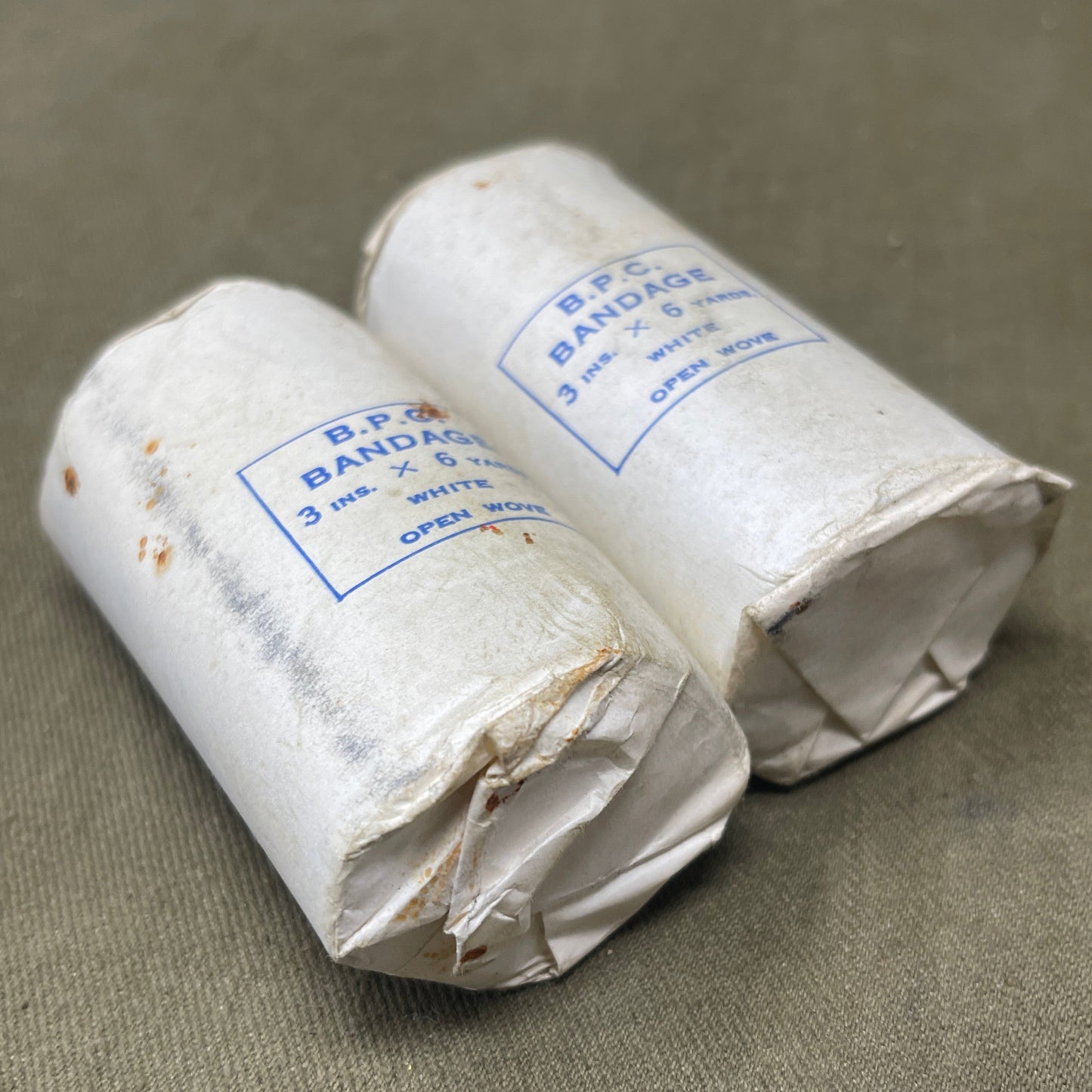Vintage WW2 B.P.C Bandage 3Ins x 6 Yards White Open Wove
