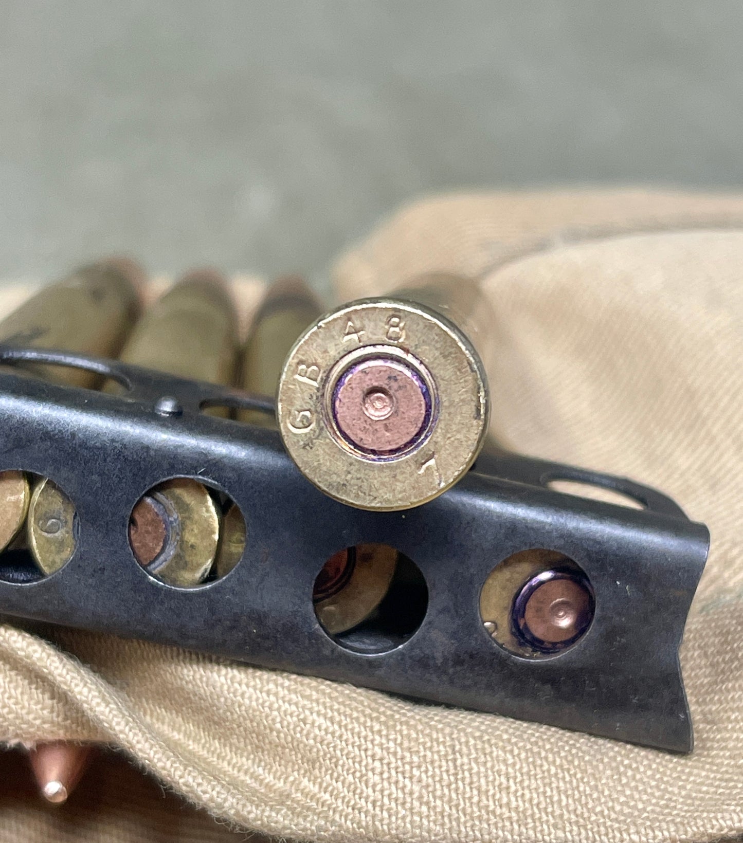 Original British 1946 Bandolier Containing 50 Inert 303 Rounds