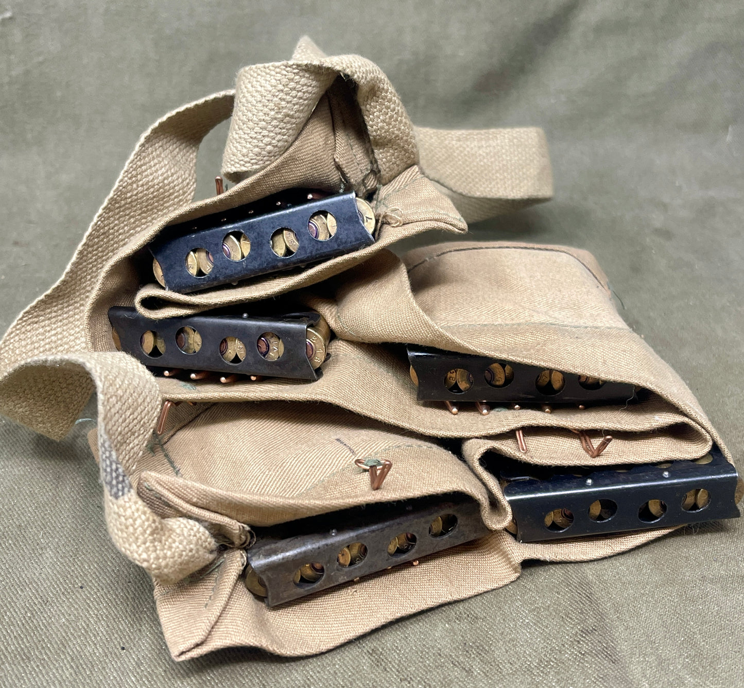 Original British 1946 Bandolier Containing 50 Inert 303 Rounds