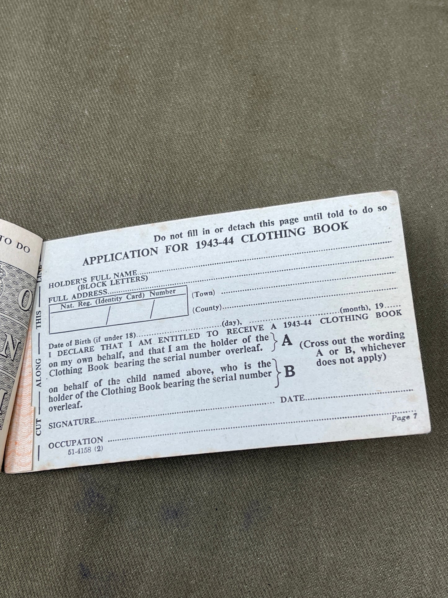 WW2 Home Front Food and Clothing Ration Book, National Health Insurance Card