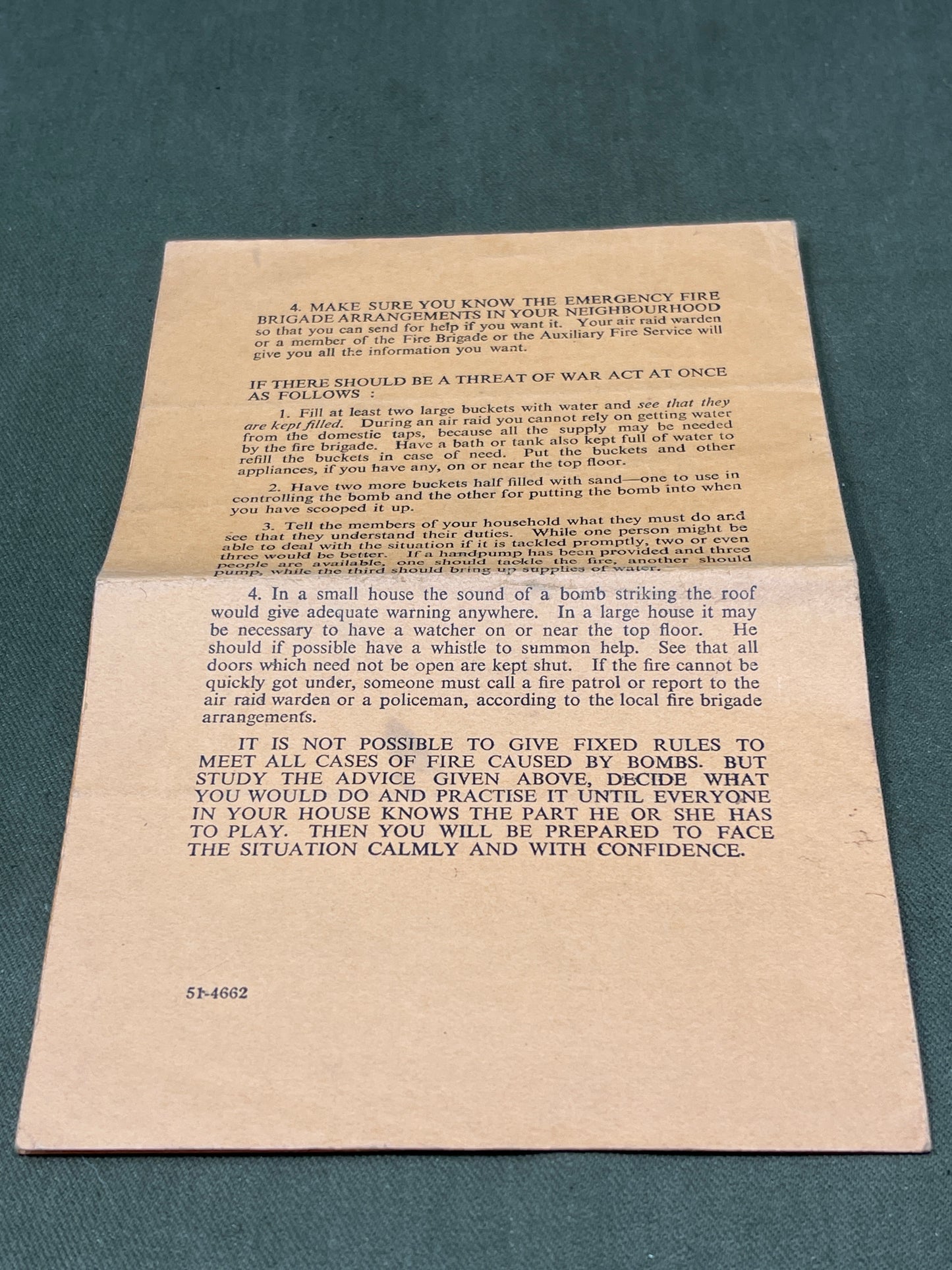 WW2 Public Information Leaflet Fire Precautions In Wartime