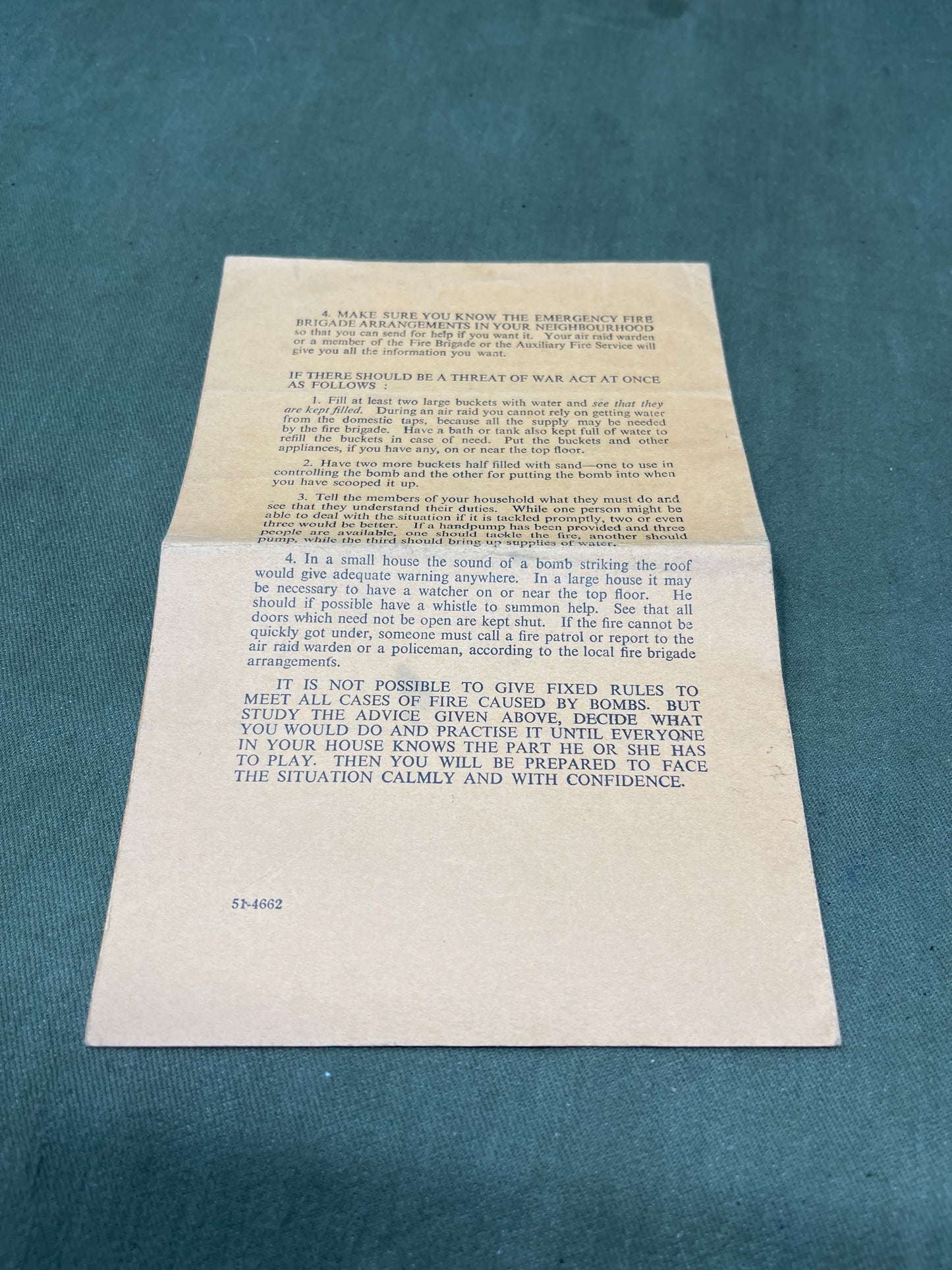 WW2 Public Information Leaflet Fire Precautions In Wartime
