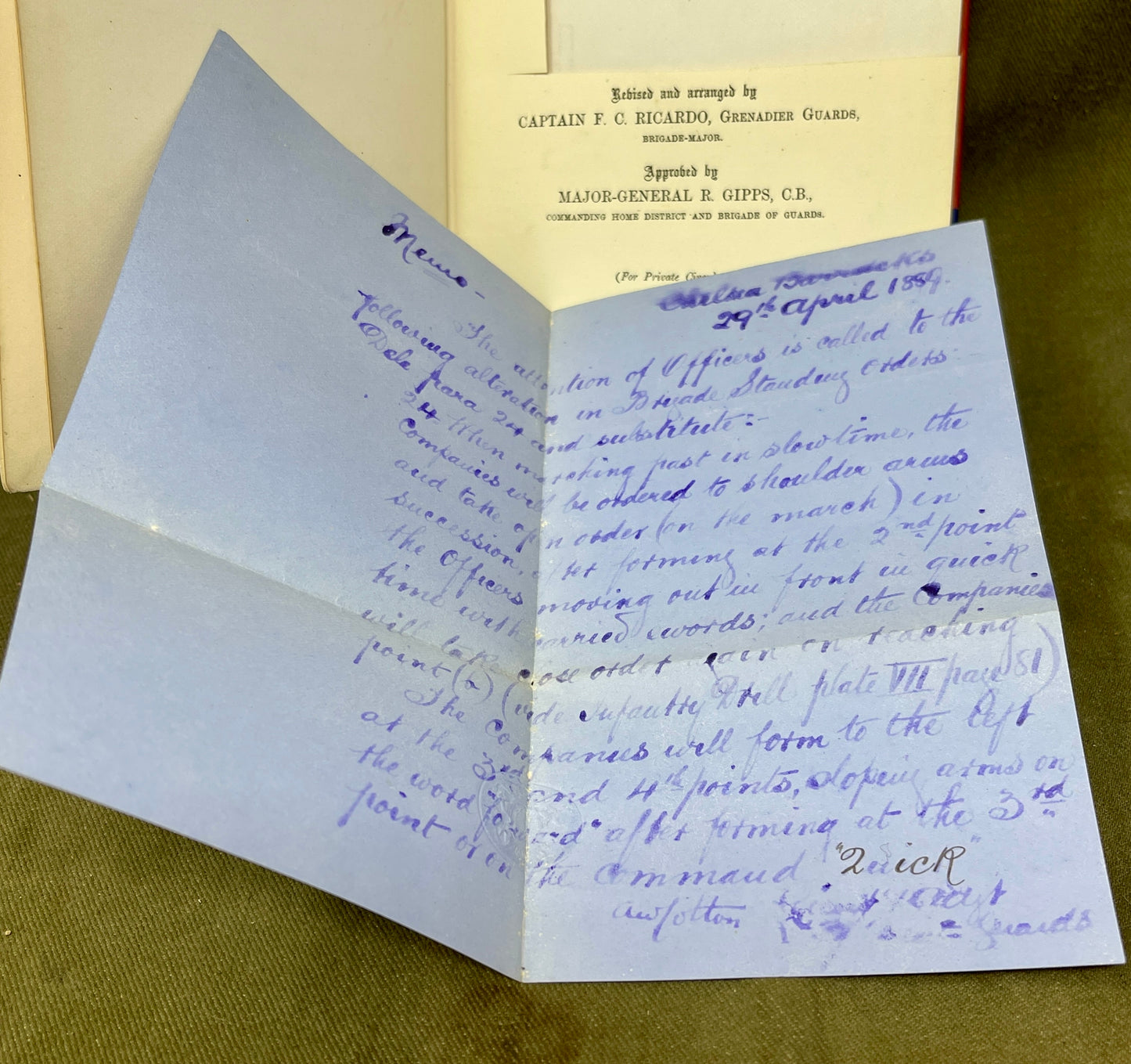 Original Official Standing Orders For The Brigade Of Guards 1885 Dated