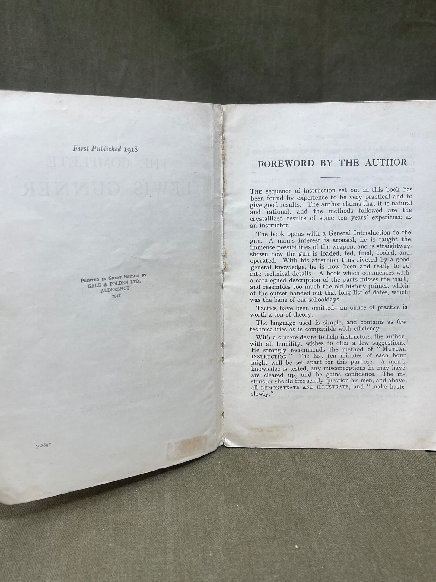 The Complete Lewis Gunner by an Instructer .Gale & Polden Ltd