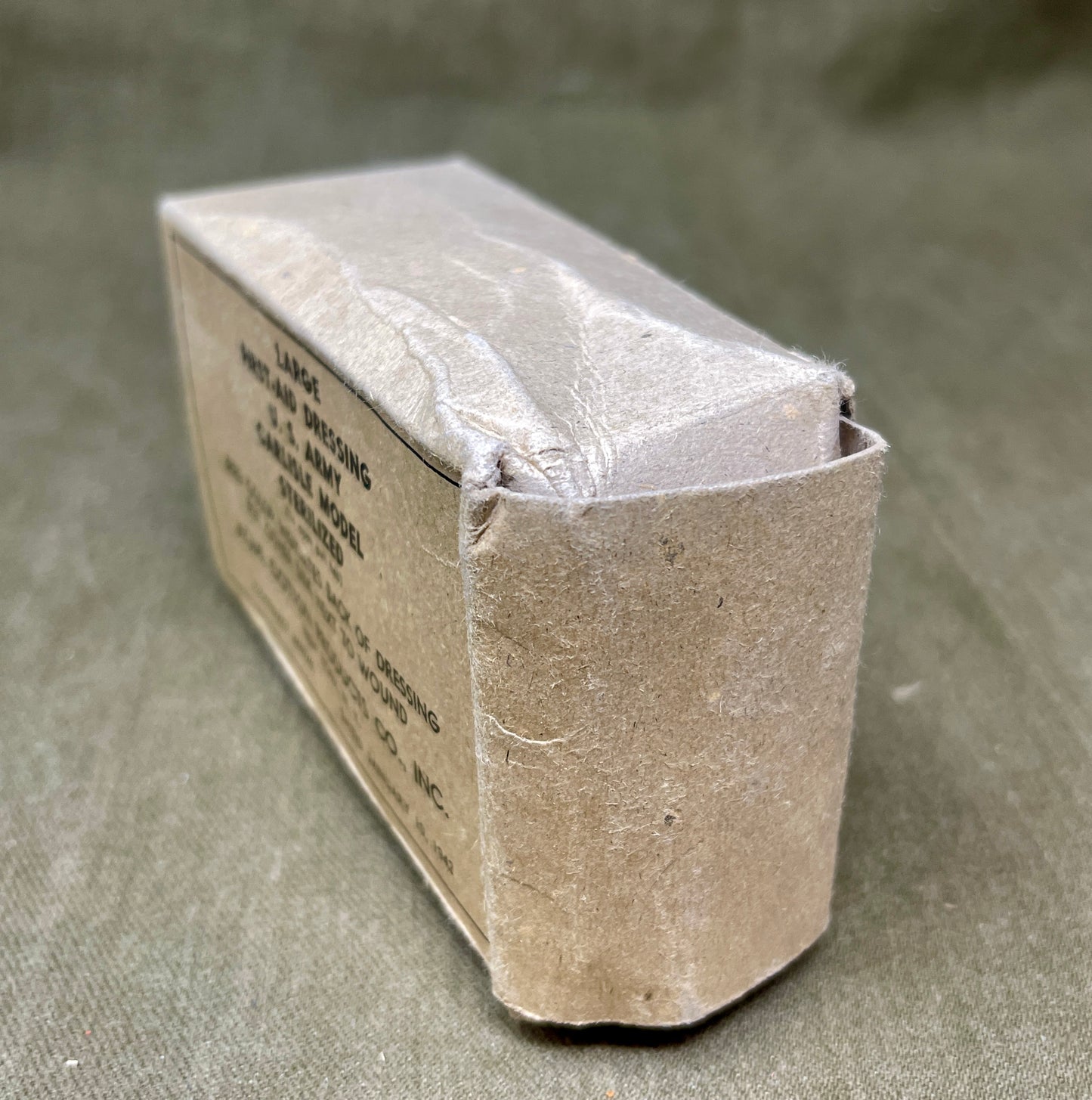Large First Aid Dressing U.S. Army Carlisle Model Acme Cotton Products Co. Inc. 1942 Dated