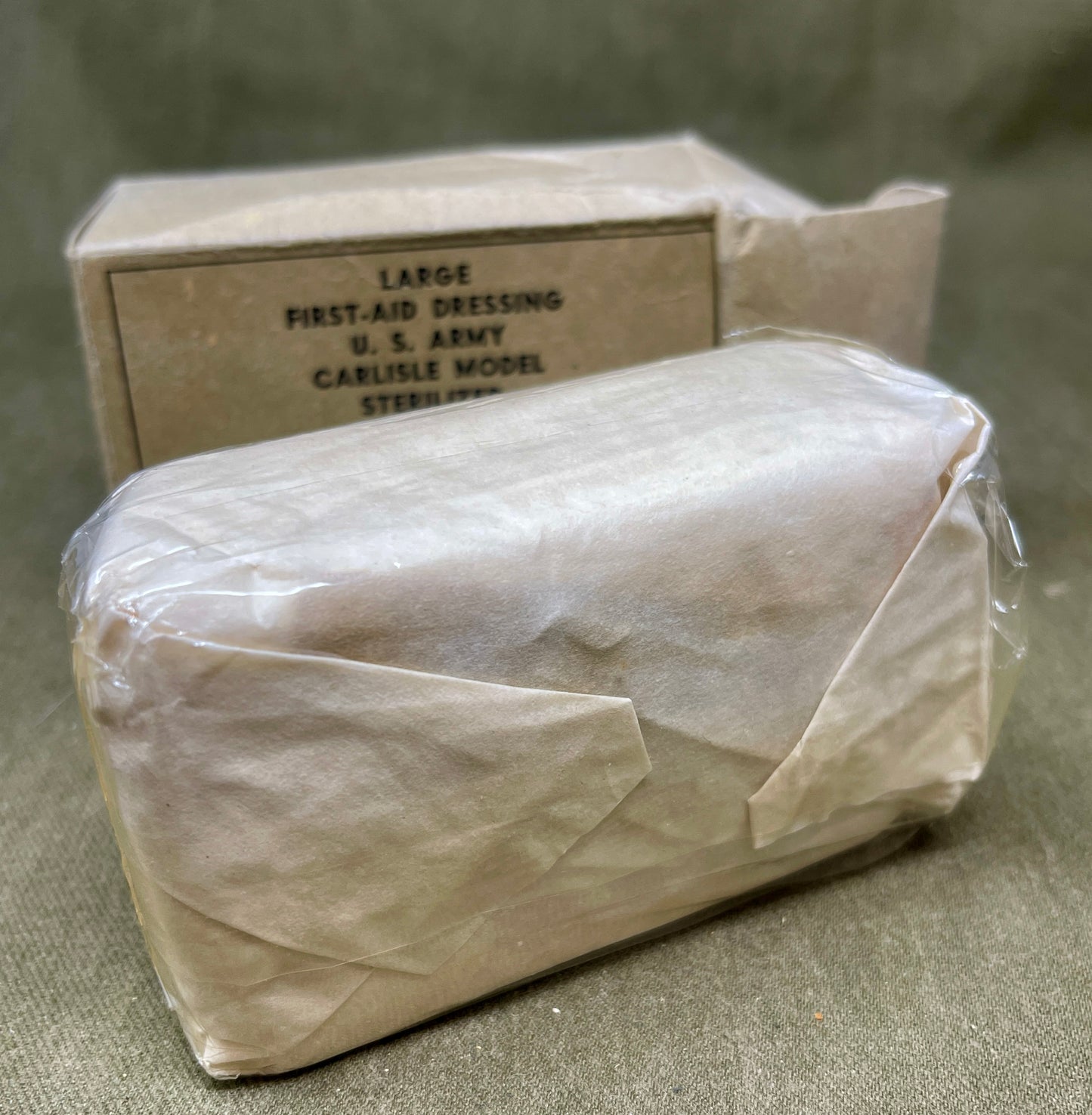 Large First Aid Dressing U.S. Army Carlisle Model Acme Cotton Products Co. Inc. 1942 Dated