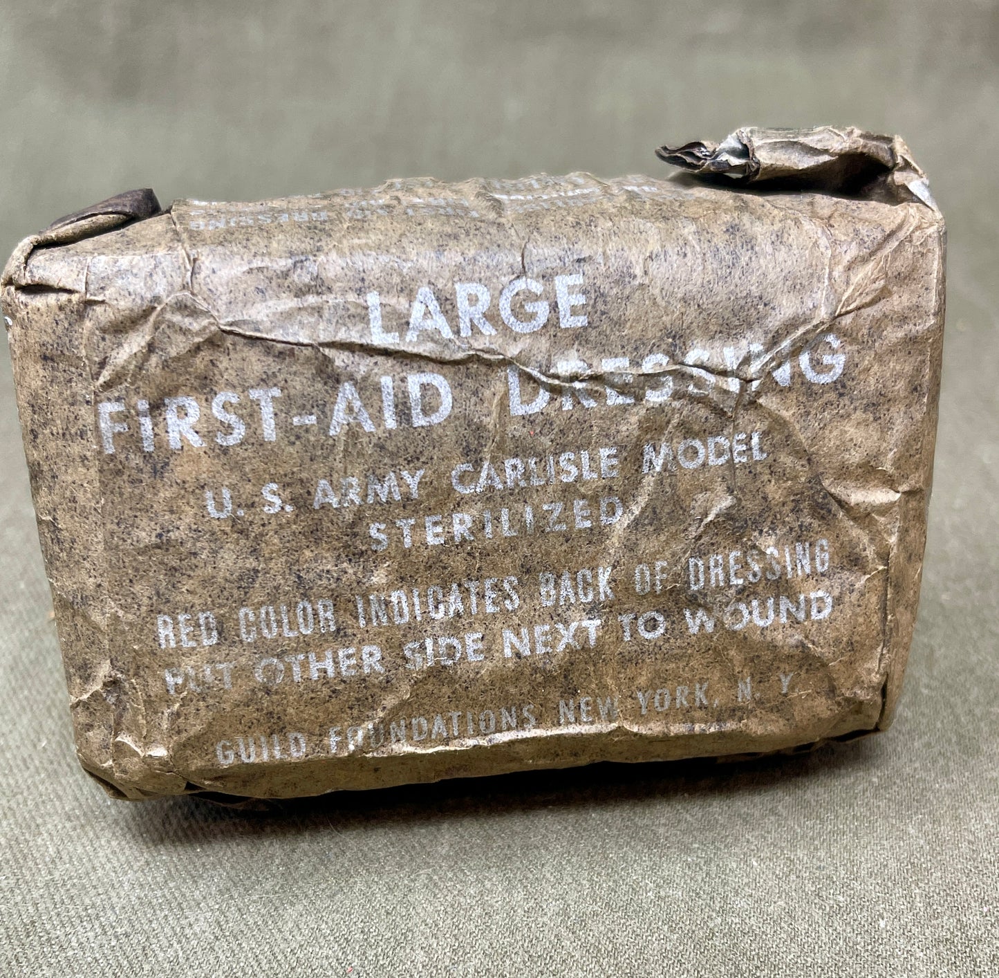 Large First Aid Dressing U.S. Army Carlisle Model Guild Foundations New York.
