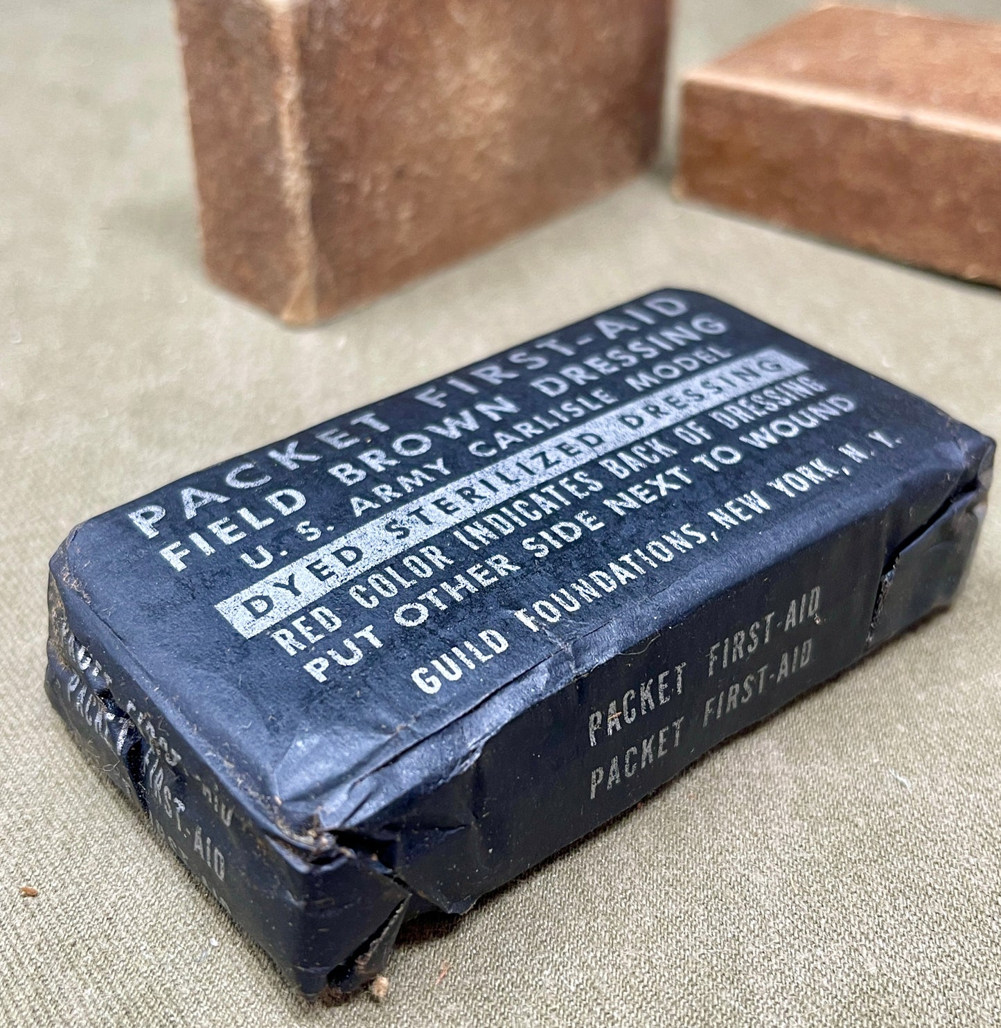 Packet First Aid Field Brown Dressing US Army Carlisle Model Guild Foundations New York