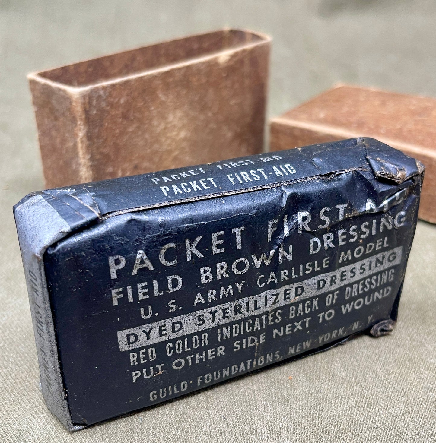 Packet First Aid Field Brown Dressing US Army Carlisle Model Guild Foundations New York