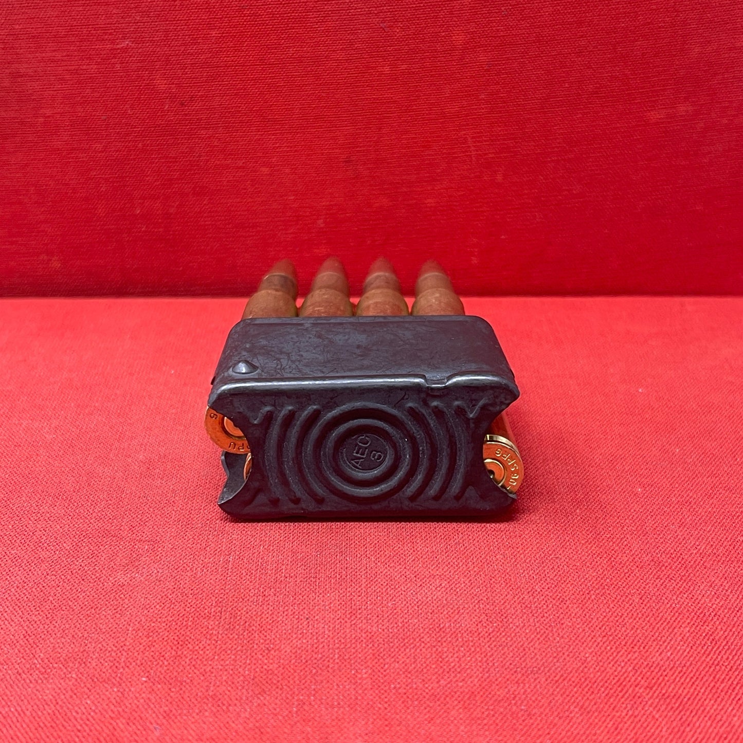 8 X Inert/ Display – .30-06 Springfield Rifle Rounds In M1 Garand Rifle Box Loading Clip