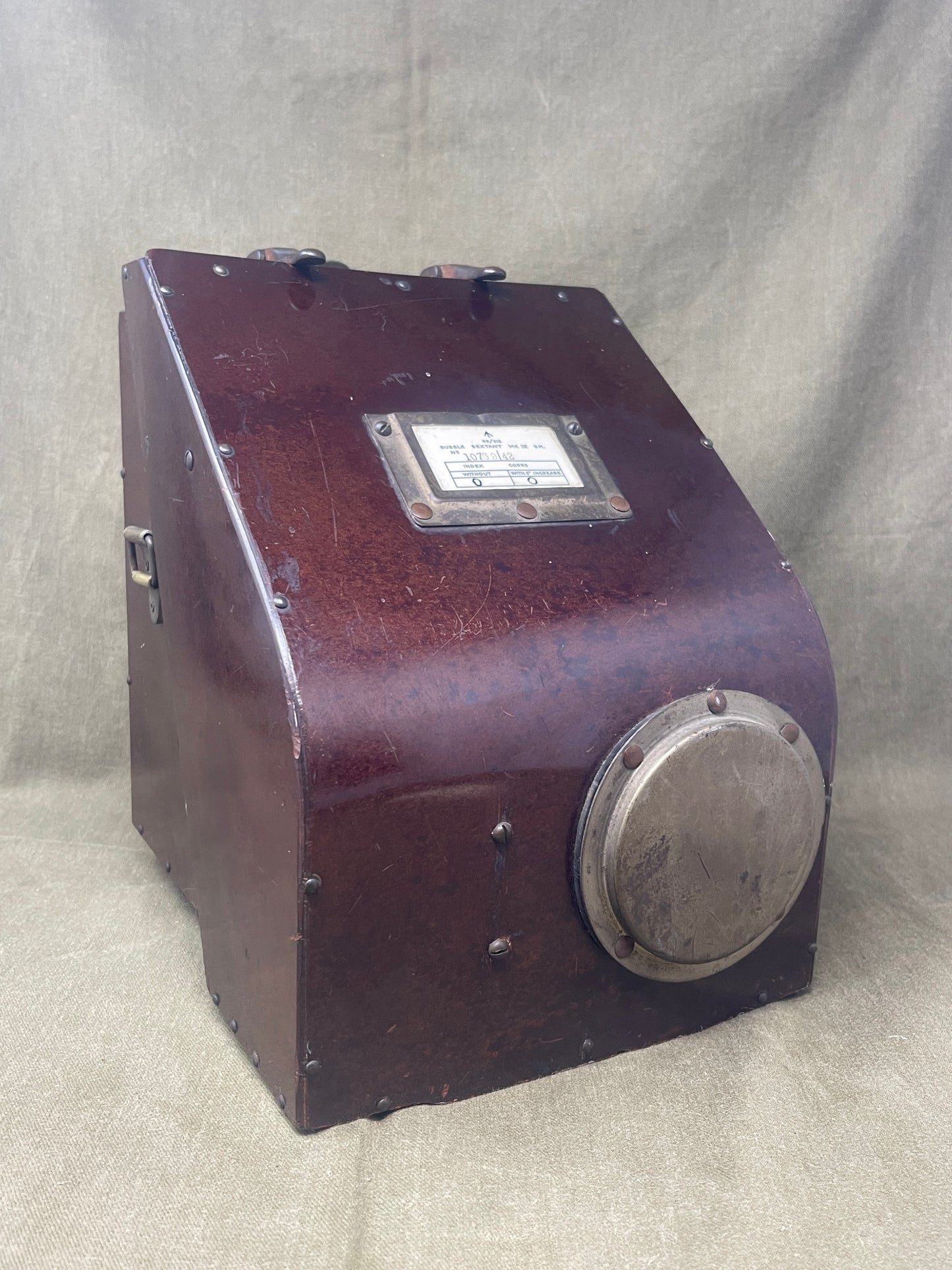 Royal Air Force Original British WWII RAF Bomber Bubble Sextant Mark IX in Bakelite Wall-mounted Case