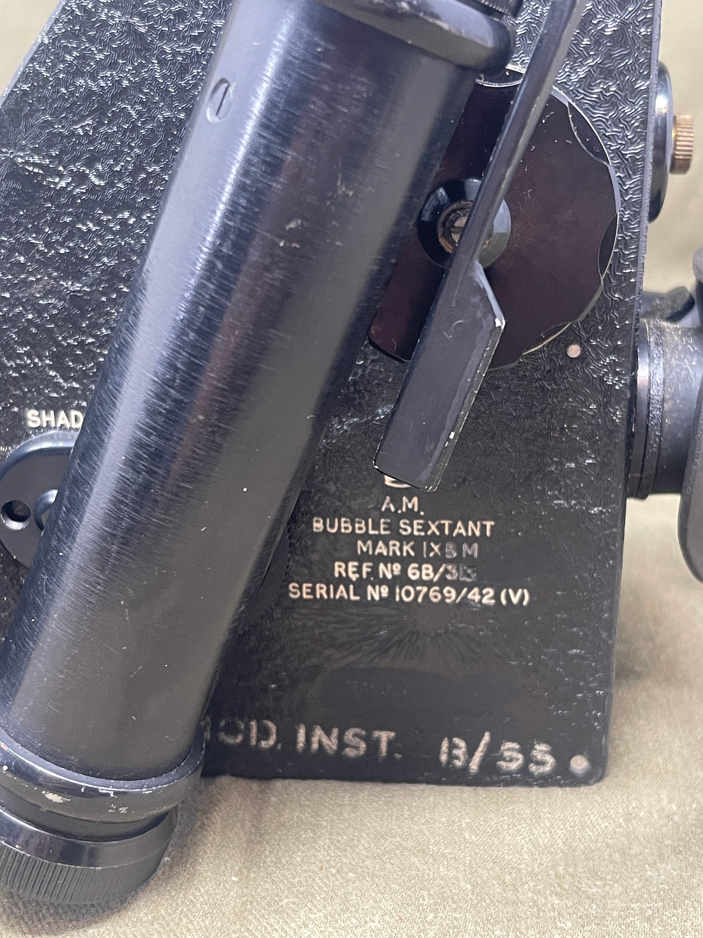 Royal Air Force Original British WWII RAF Bomber Bubble Sextant Mark IX in Bakelite Wall-mounted Case