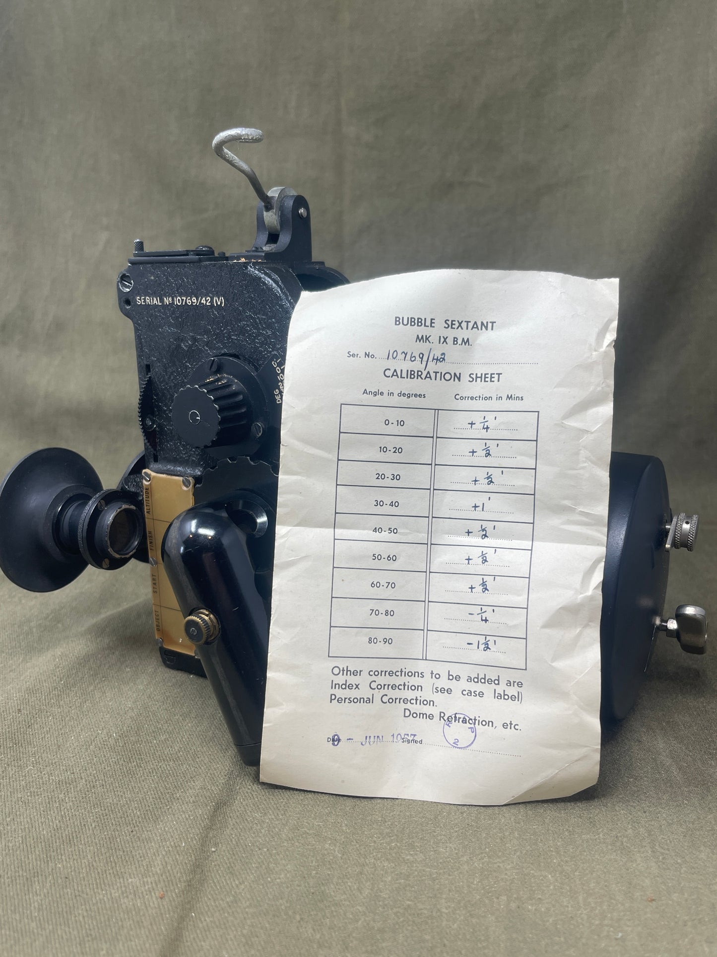 Royal Air Force Original British WWII RAF Bomber Bubble Sextant Mark IX in Bakelite Wall-mounted Case