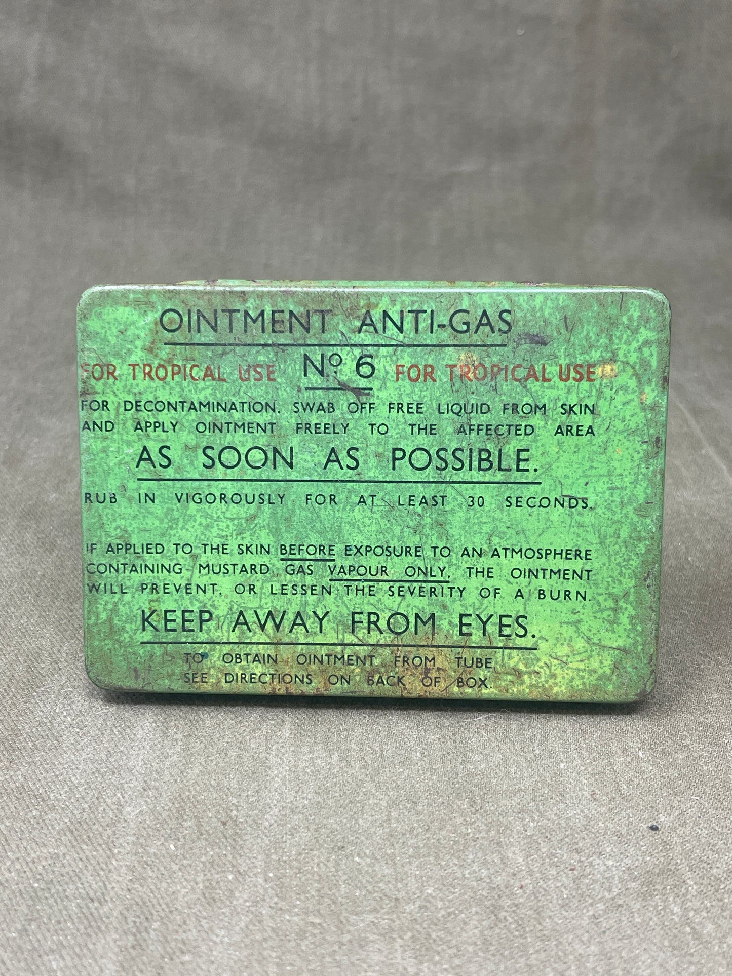 Vintage WW2 Ointment Anti-Gas No 6