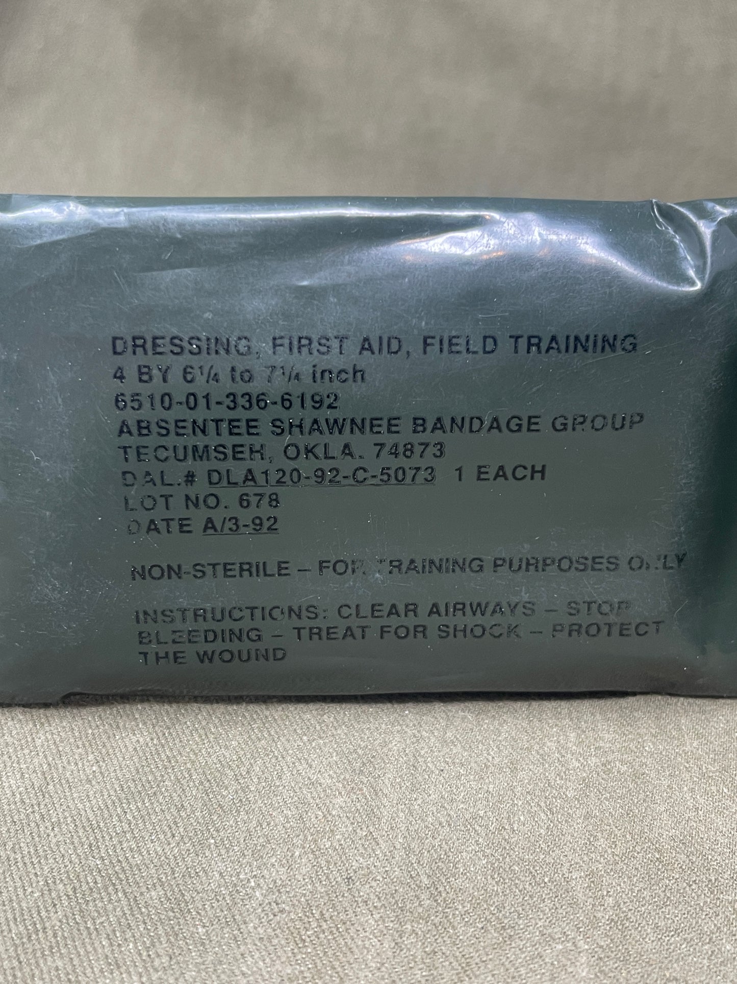 US Army Bandage dressing First Aid Training
