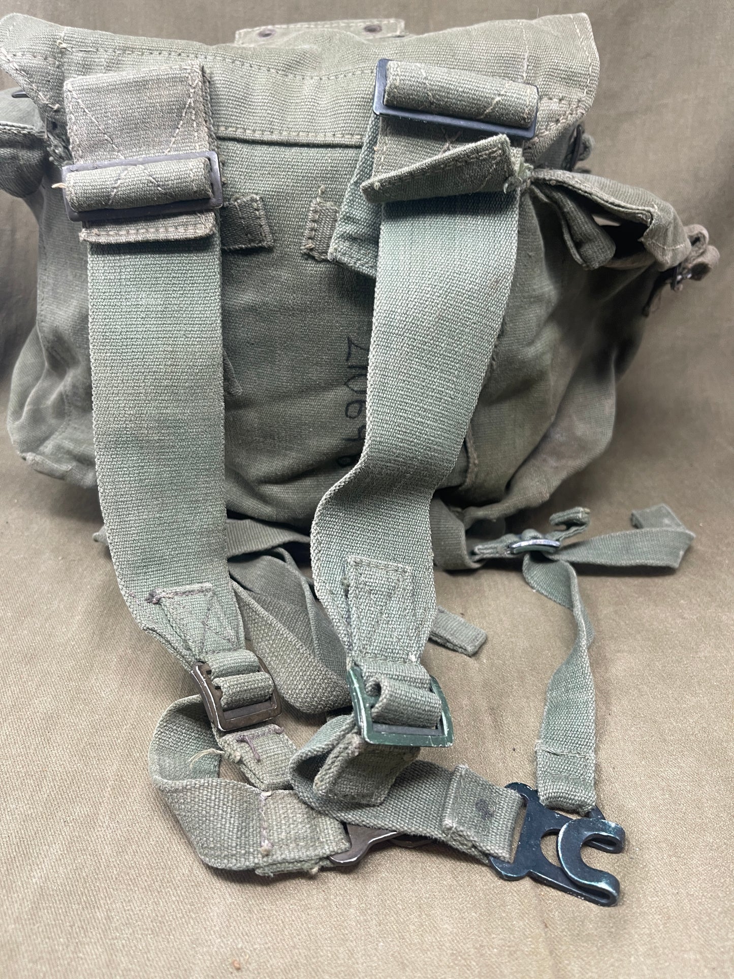 1944 Pattern Small Pack complete with Left & Right Webbing Straps
