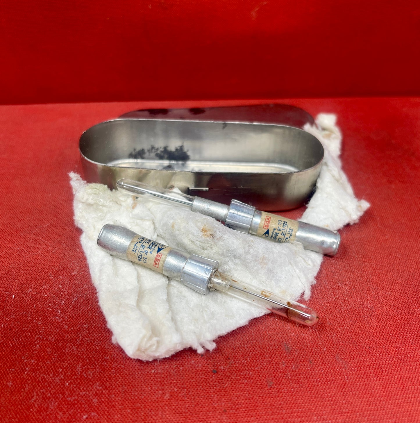 WW1 British Officer Medics Morphine Syrettes x 2 In Original Tin