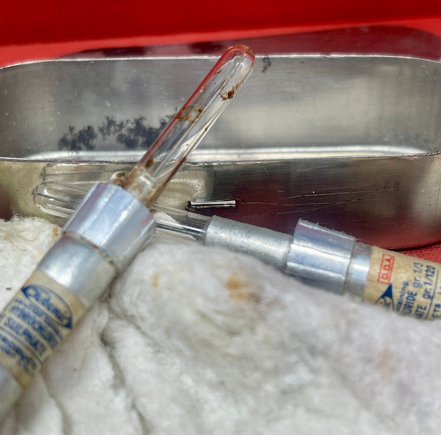 WW1 British Officer Medics Morphine Syrettes x 2 In Original Tin