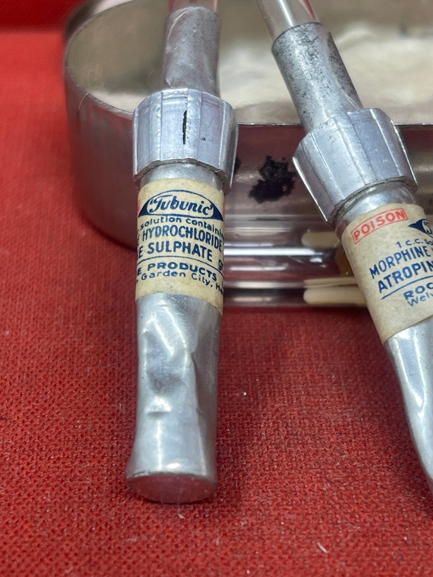 WW1 British Officer Medics Morphine Syrettes x 2 1 x Stitch In Original Tin