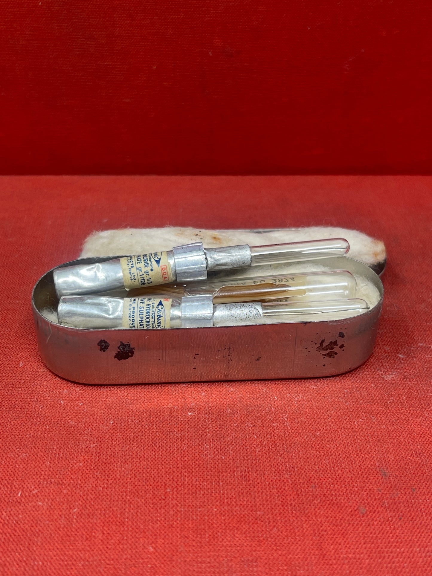 WW1 British Officer Medics Morphine Syrettes x 2 1 x Stitch In Original Tin
