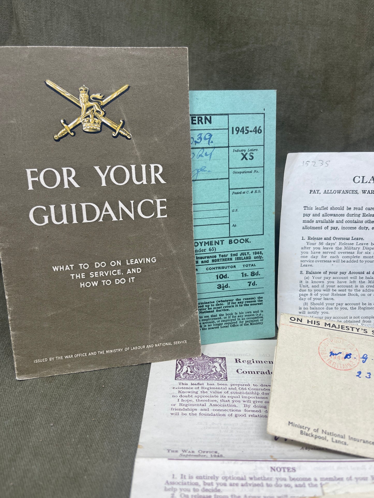 A WW2 Collection Of Demob Service Ppaerwork to B.G Kingsbury