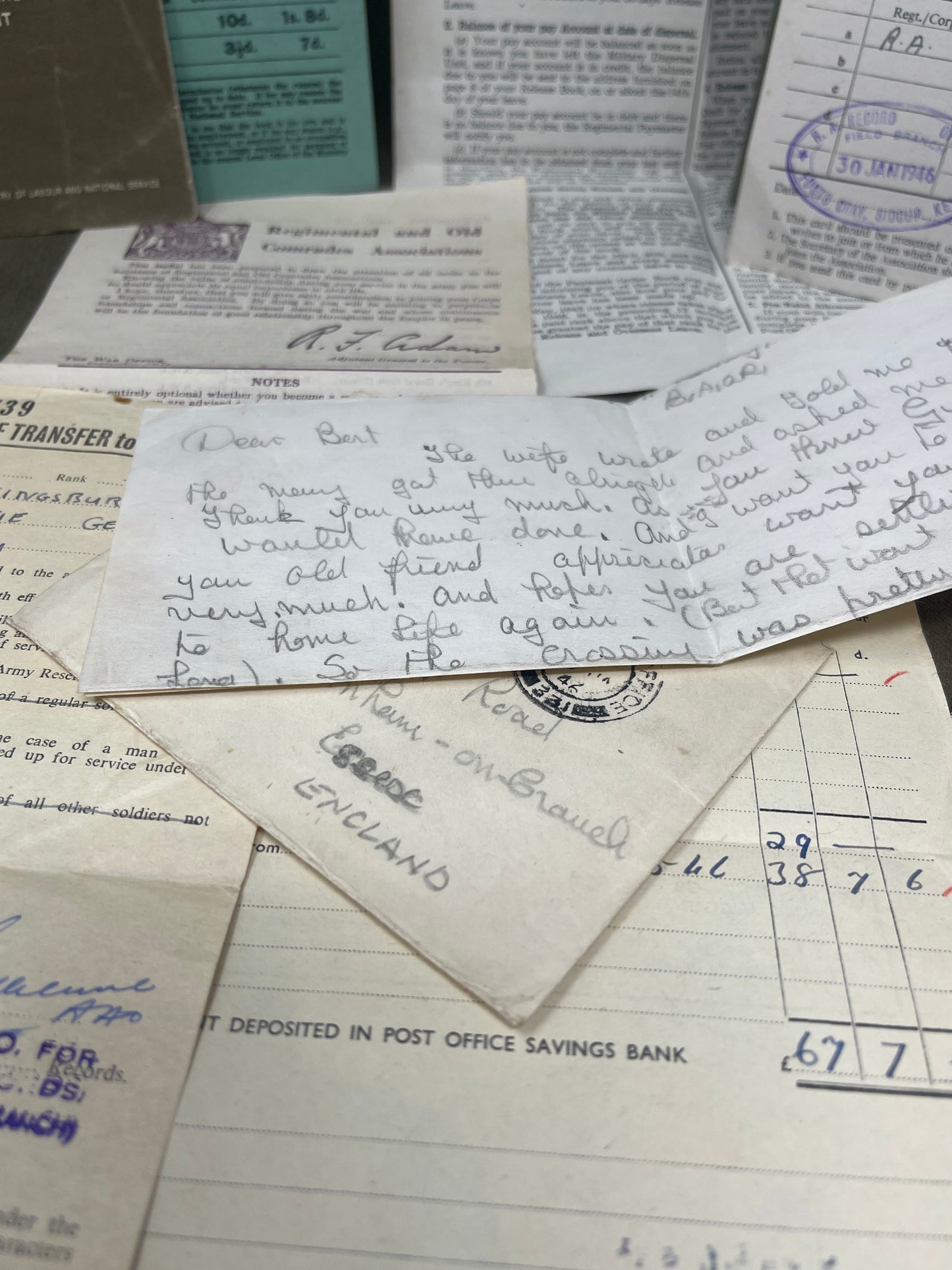 A WW2 Collection Of Demob Service Ppaerwork to B.G Kingsbury