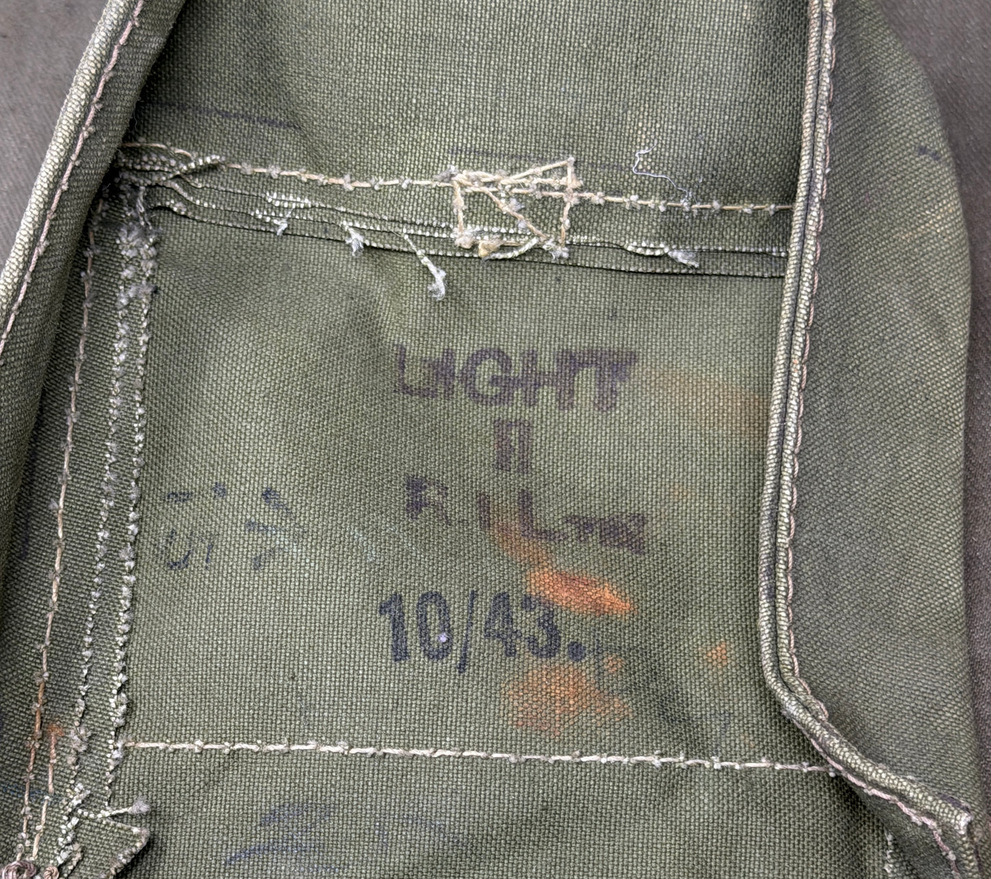 Original British Lightweight Respirator Haversack 1943 Dated – WWII Gas Mask Bag